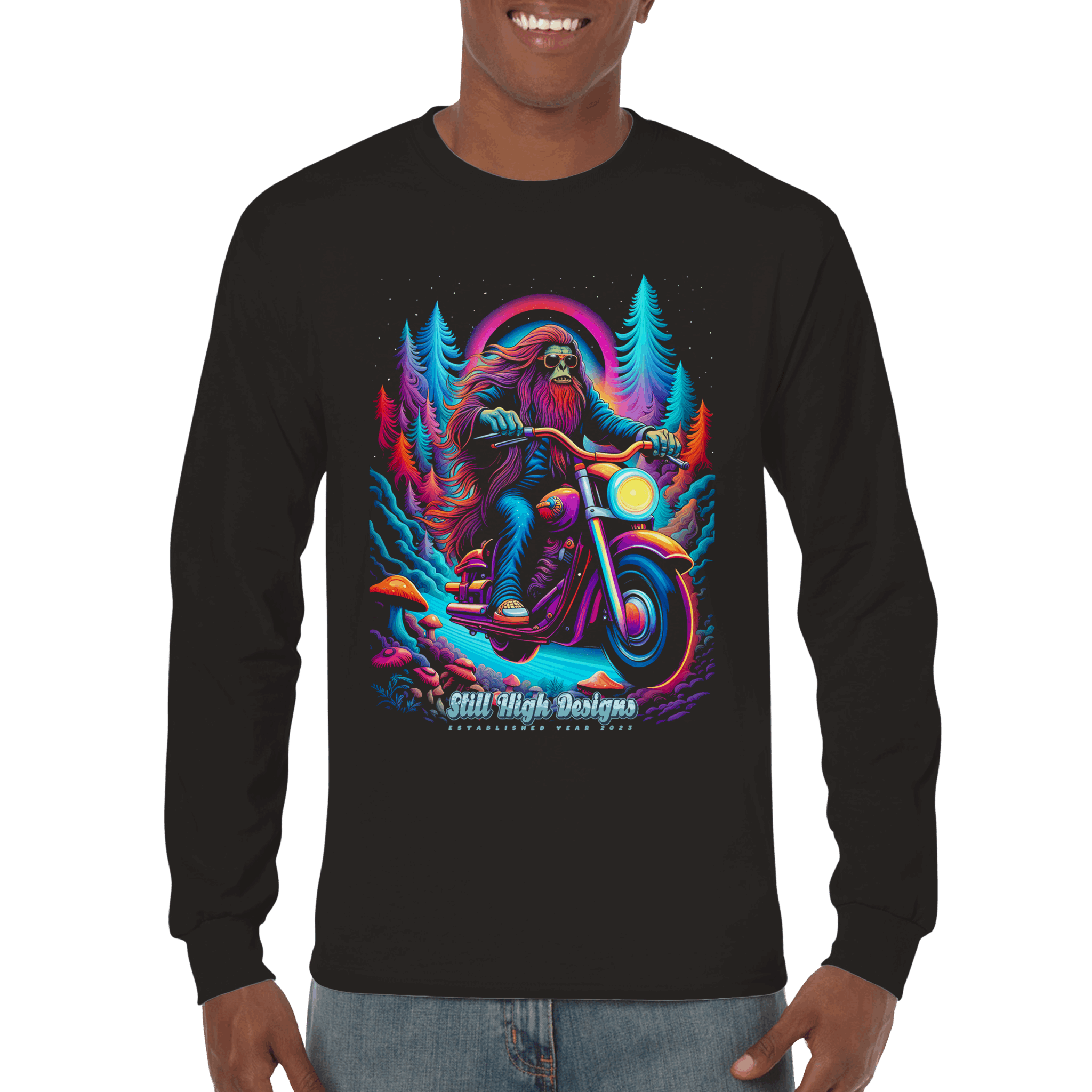 Motorcycle Sasquatch Premium Graphic Long Sleeve T-shirt