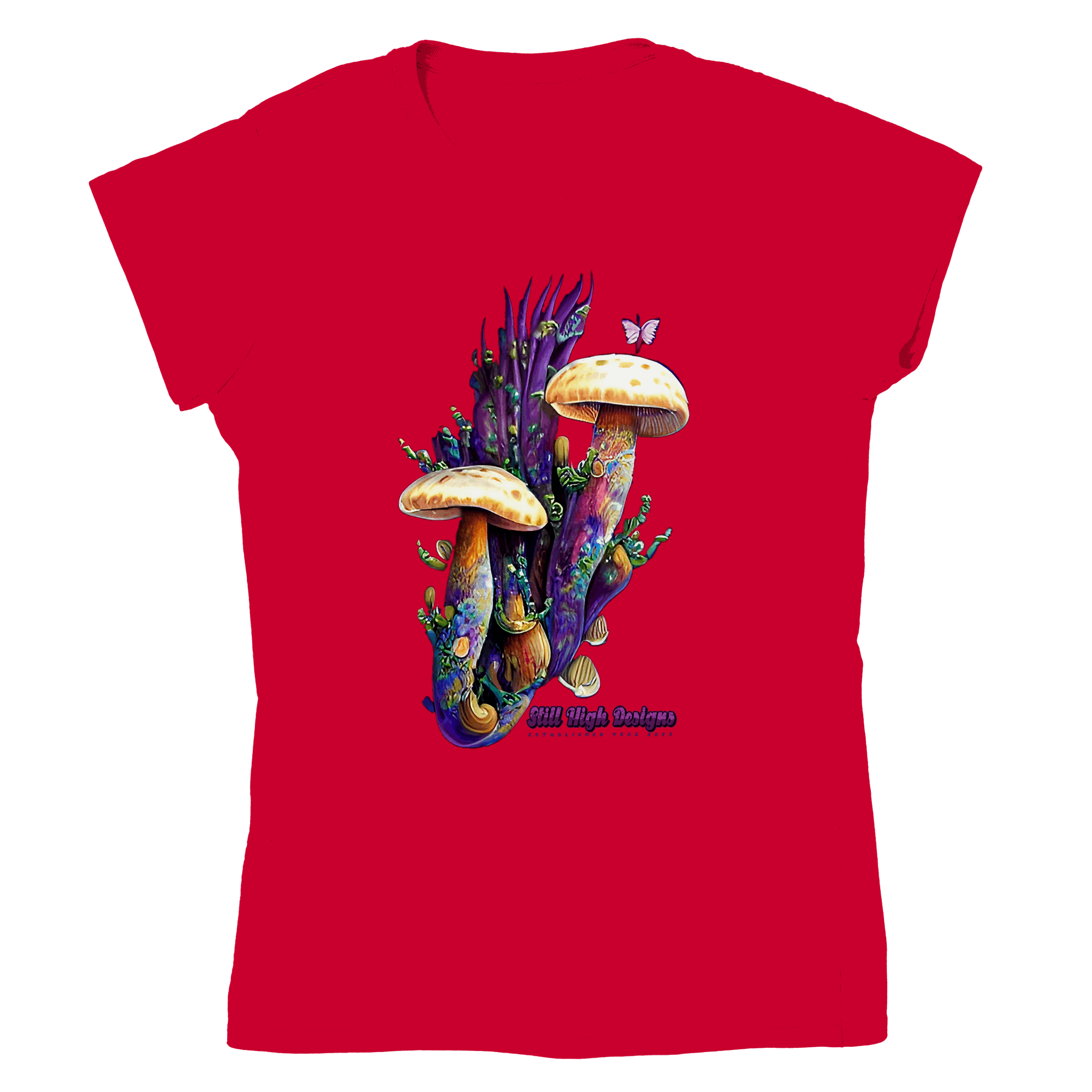 Purple Mushrooms Classic Womans Crewneck T-shirt