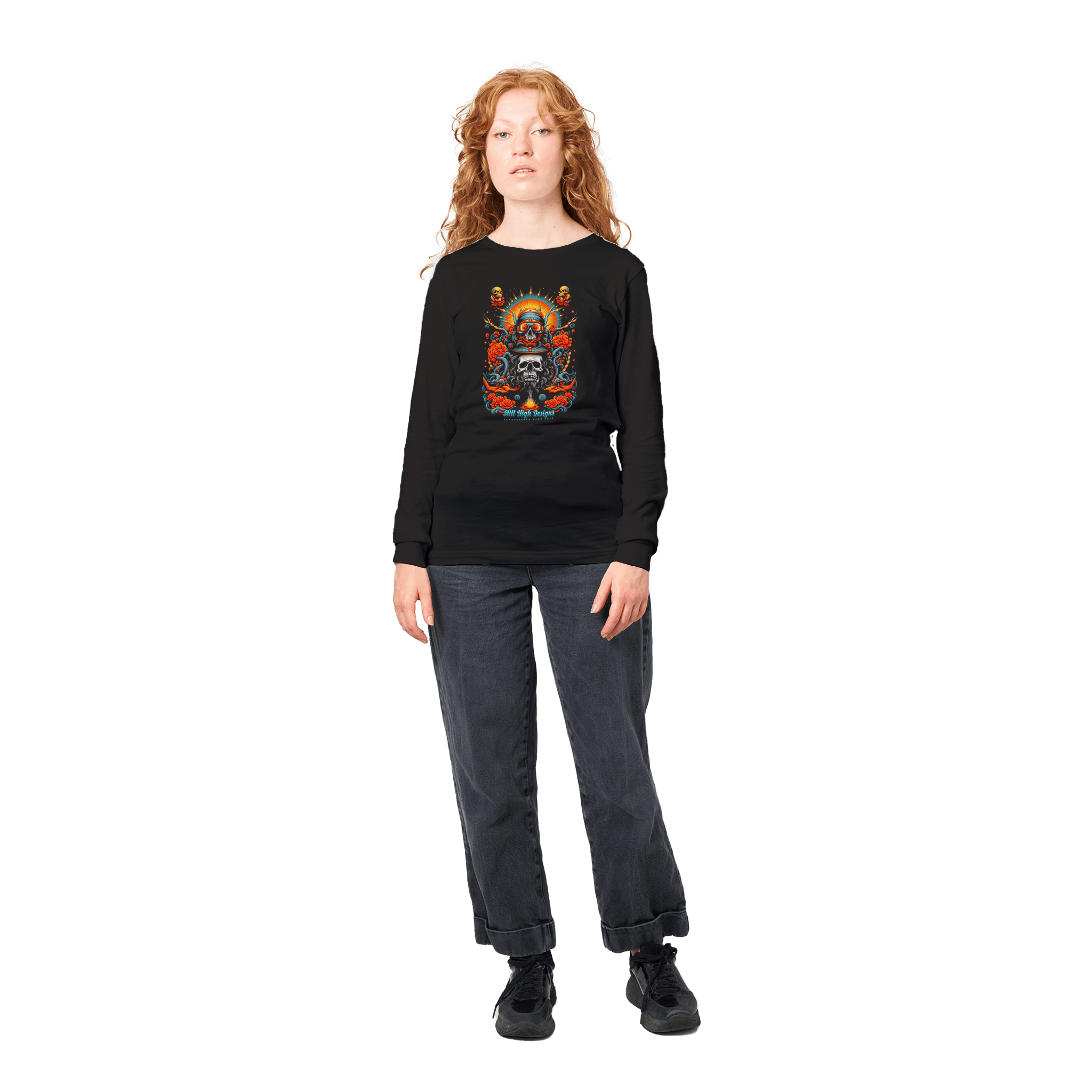 Skulls & Roses Sunburst Premium Graphic Long Sleeve