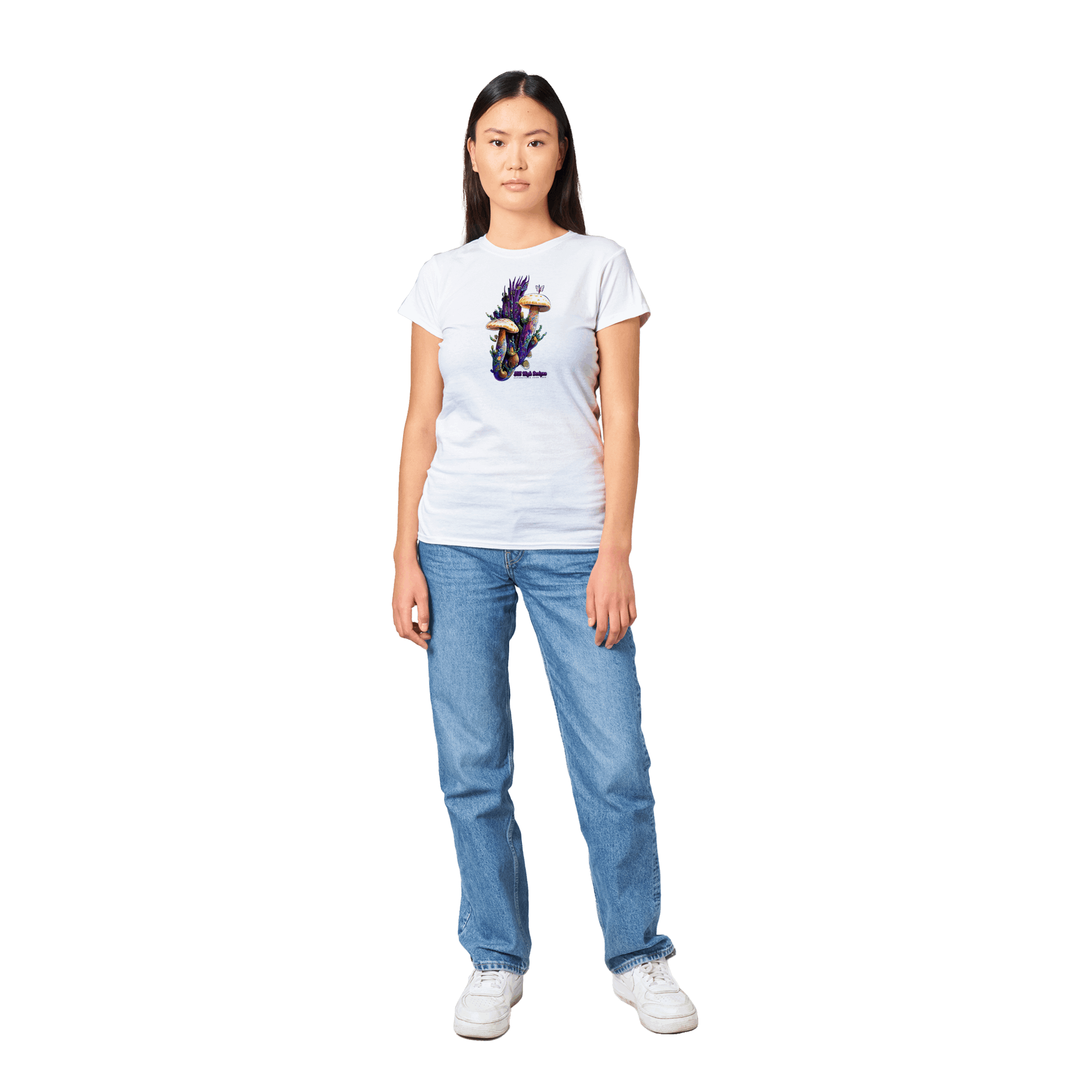 Purple Mushrooms Classic Womans Crewneck T-shirt