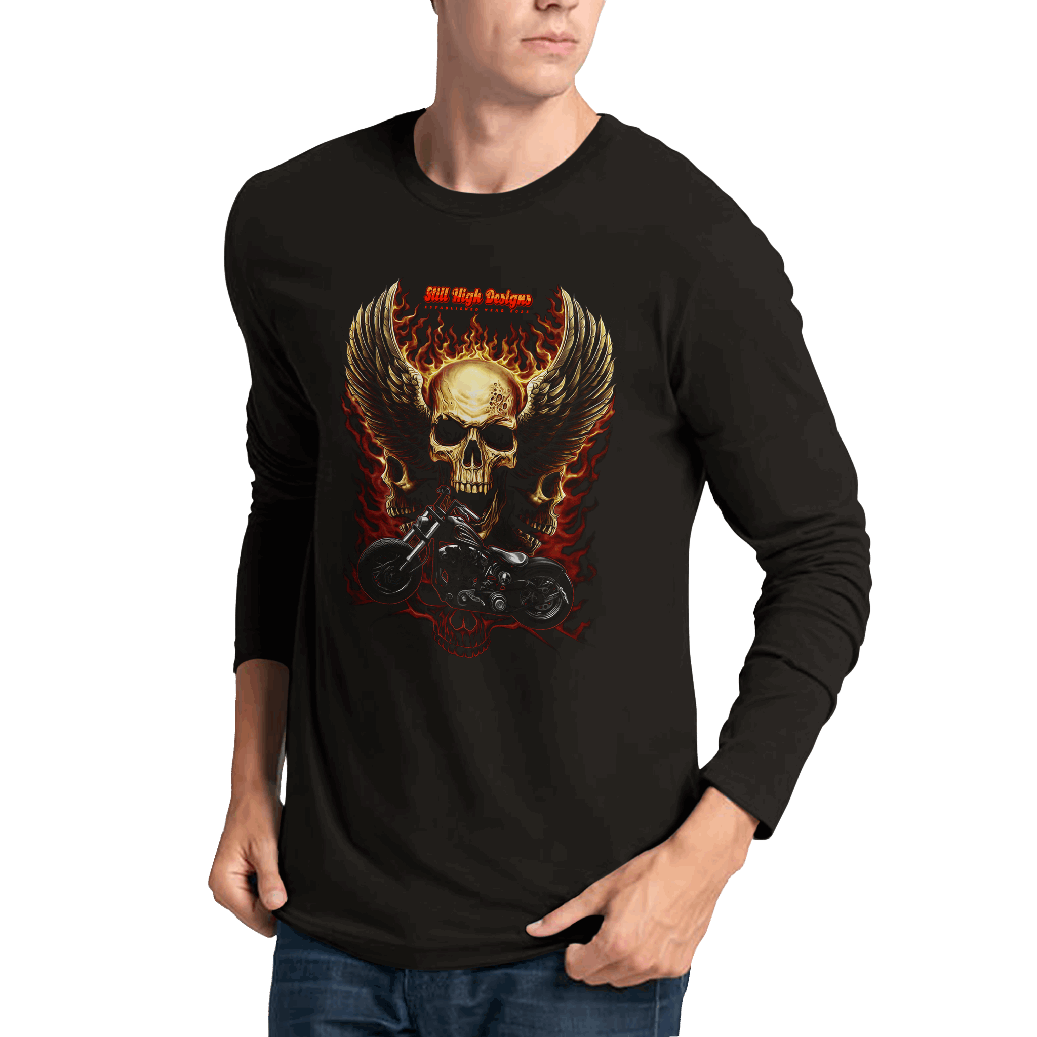 Skulls & Cruiser Premium Graphic Long Sleeve Shirt