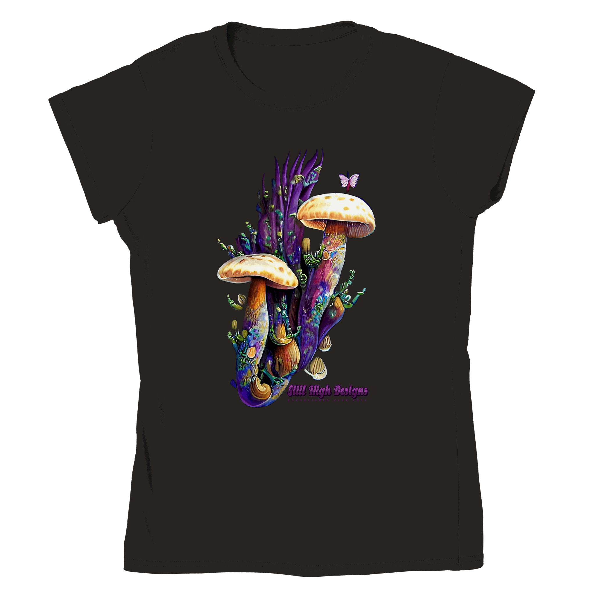 Purple Mushrooms Classic Womans Crewneck T-shirt