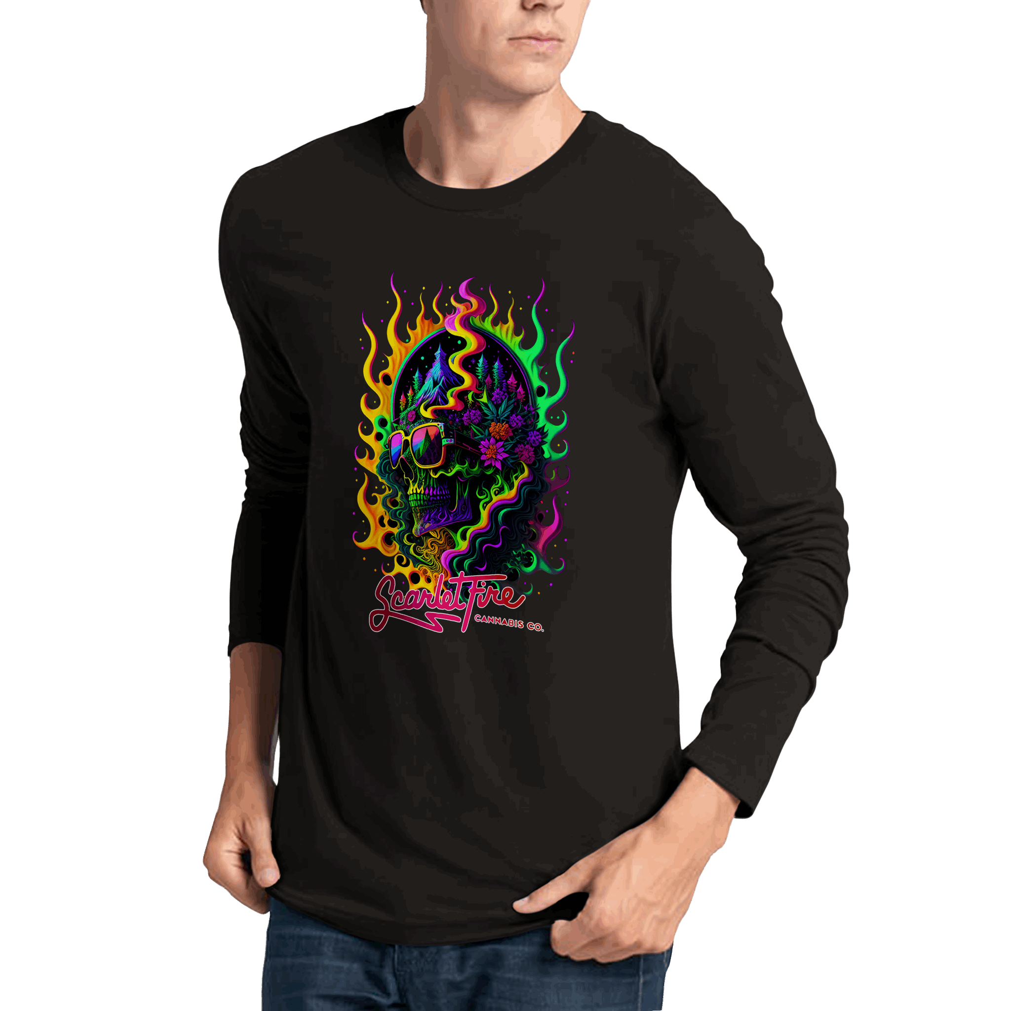 Officially Licensed Scarlet Fire Cannabis Co Premium Graphic Long Sleeve T-shirt