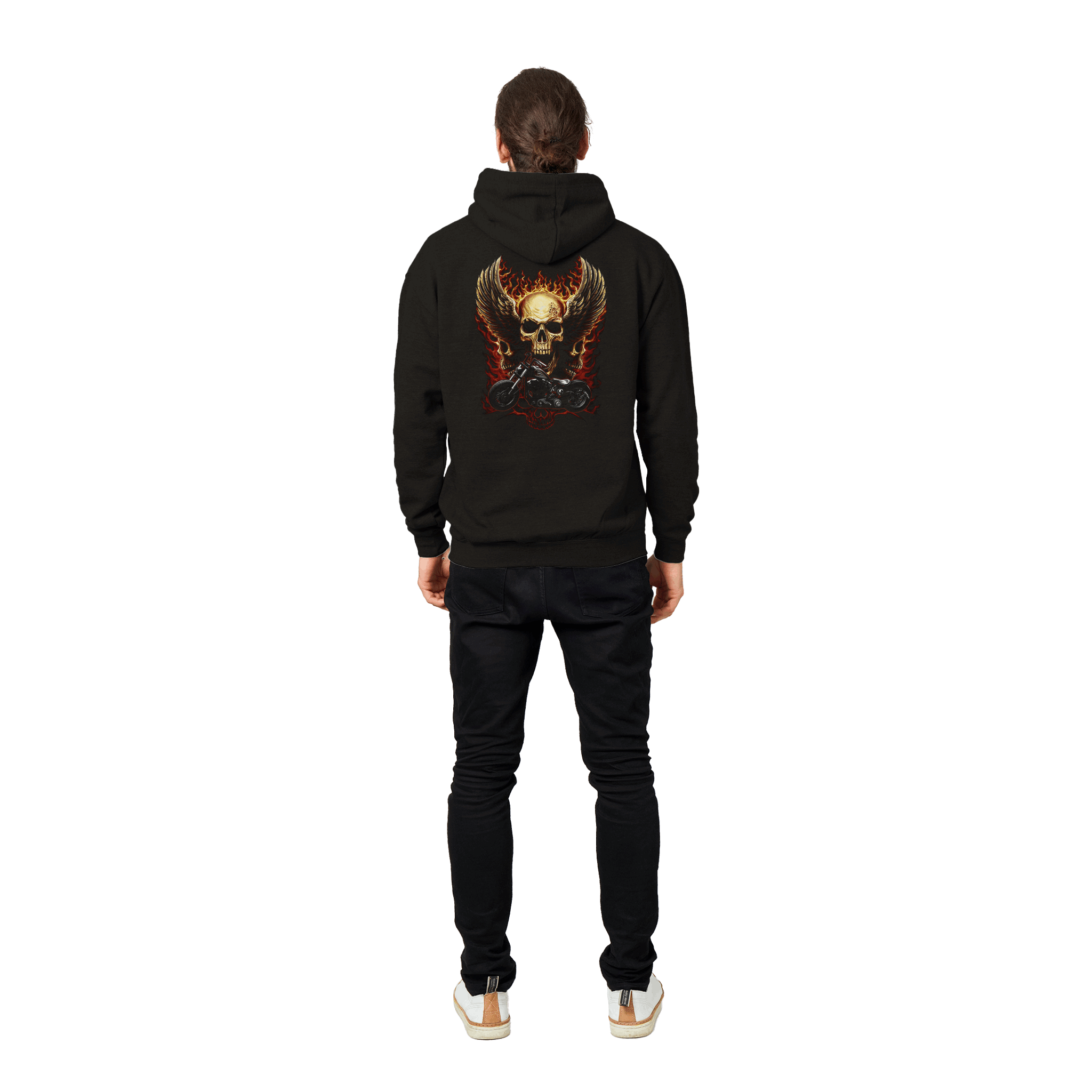 Skull Flames Motorcycle Premium Graphic Pullover Hoodie Skull Flames Motorcycle Premium Graphic Pullover Hoodie