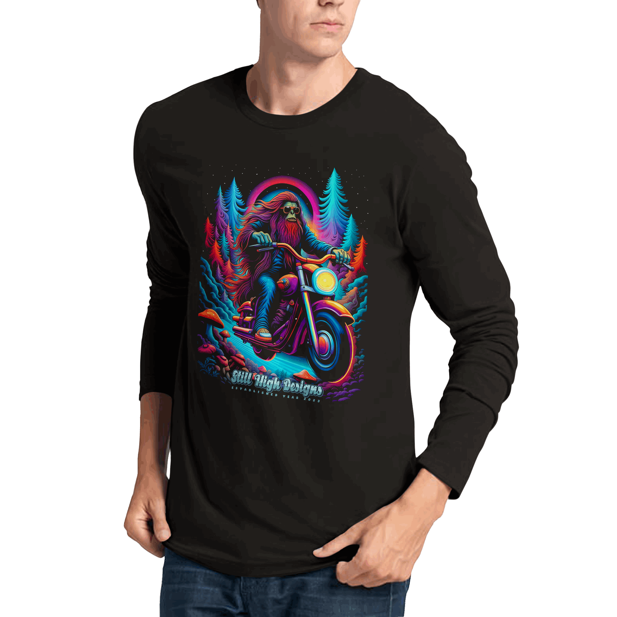 Motorcycle Sasquatch Premium Graphic Long Sleeve T-shirt