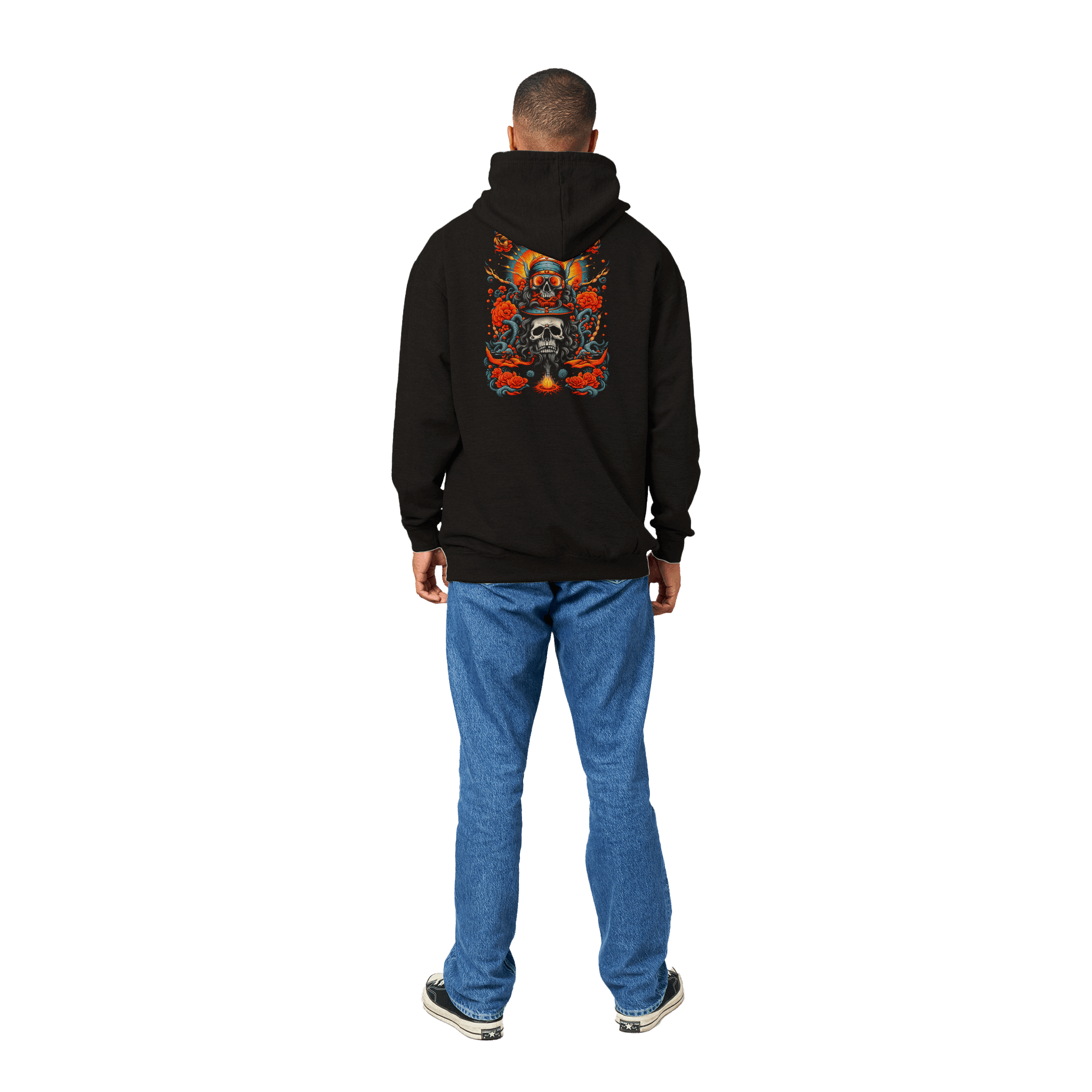 Skull & Roses Sunburst Premium Graphic Pullover Hoodie