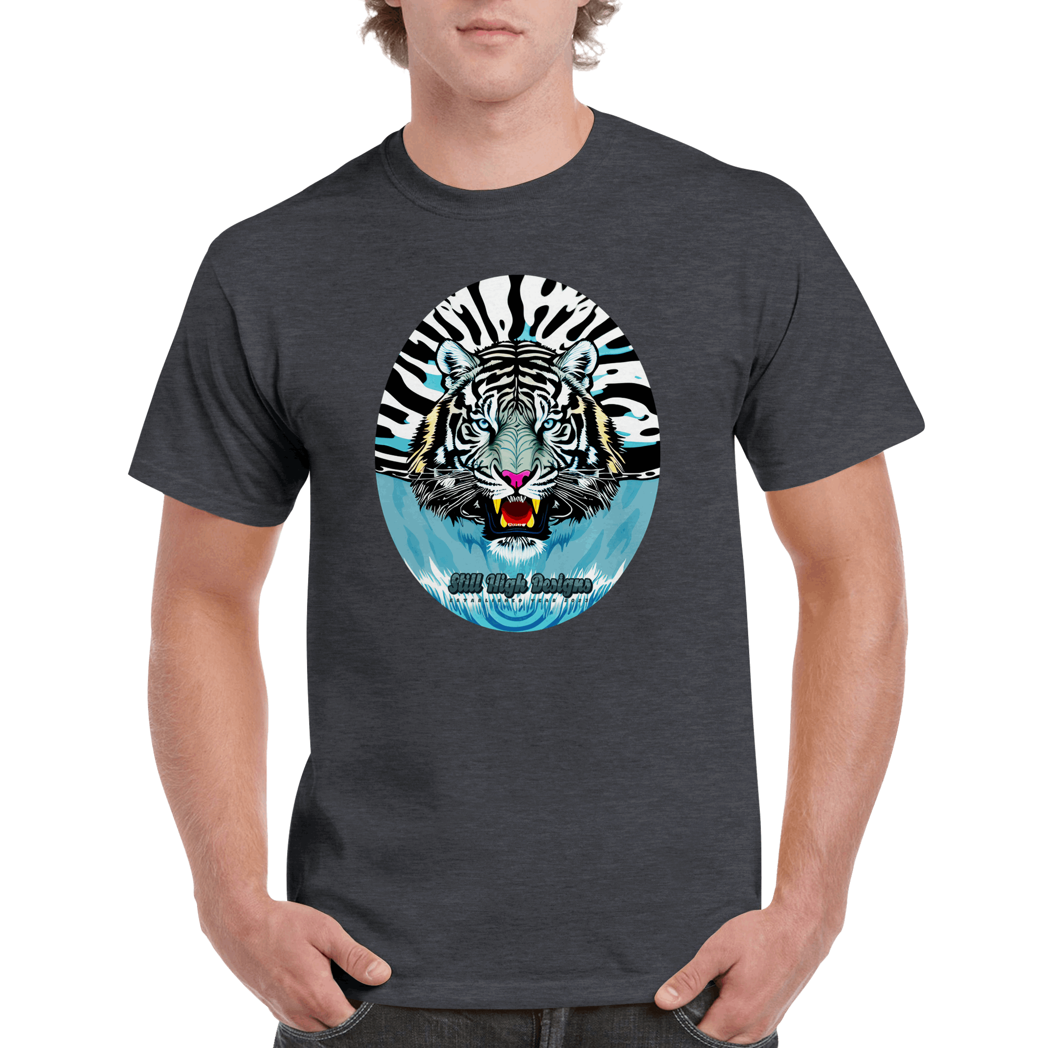 White Tiger Splash Graphic T-Shirt