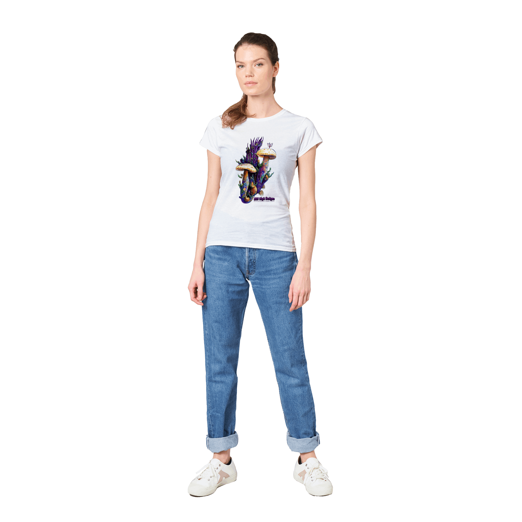 Purple Mushrooms Classic Womans Crewneck T-shirt