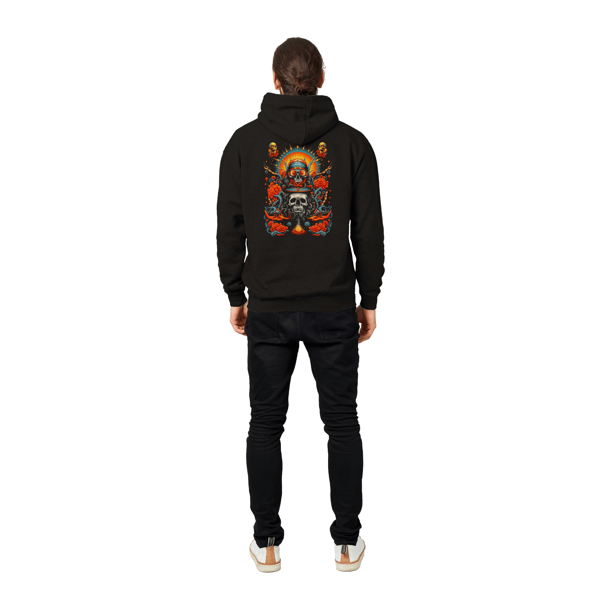 Skull & Roses Sunburst Premium Graphic Pullover Hoodie