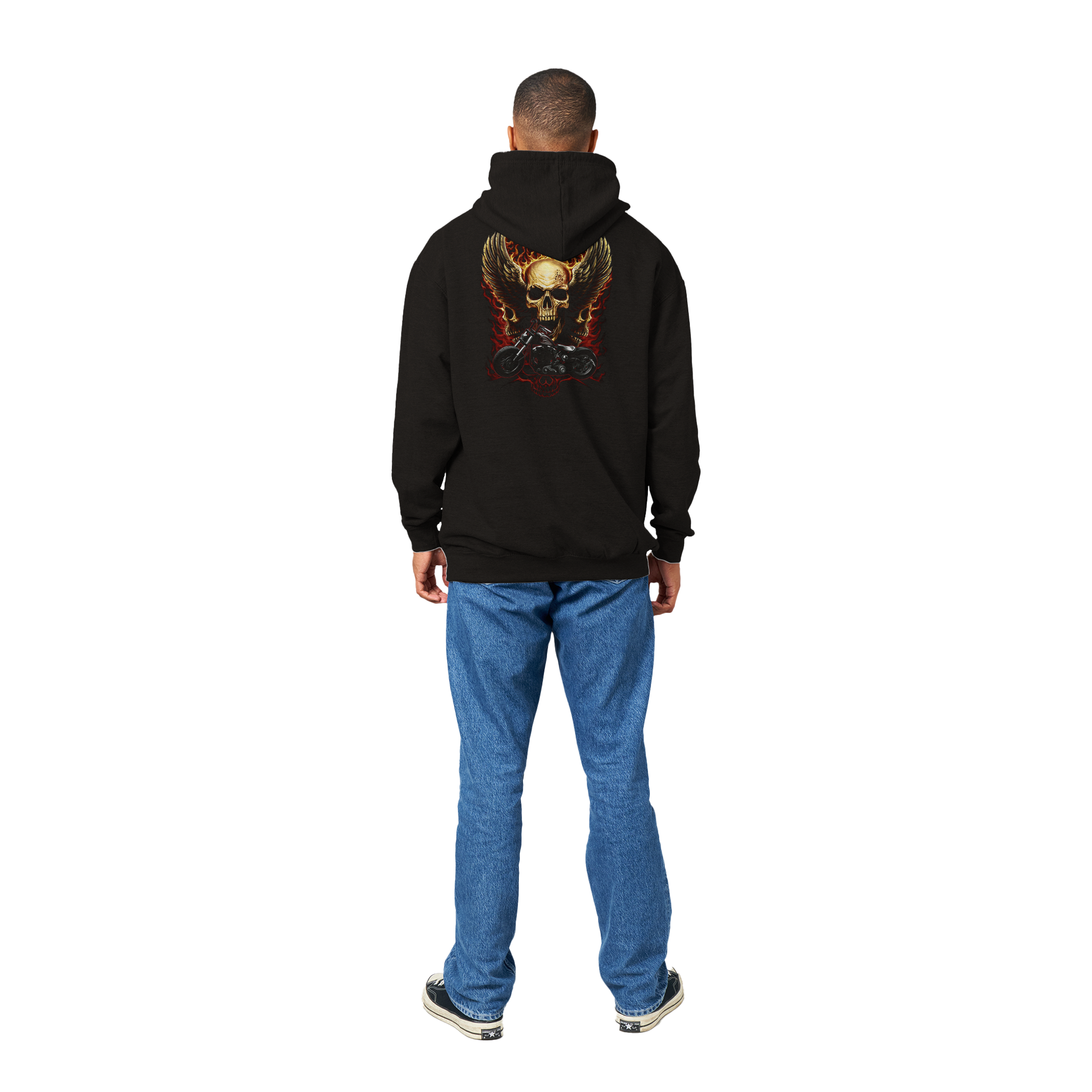 Skull Flames Motorcycle Premium Graphic Pullover Hoodie Skull Flames Motorcycle Premium Graphic Pullover Hoodie