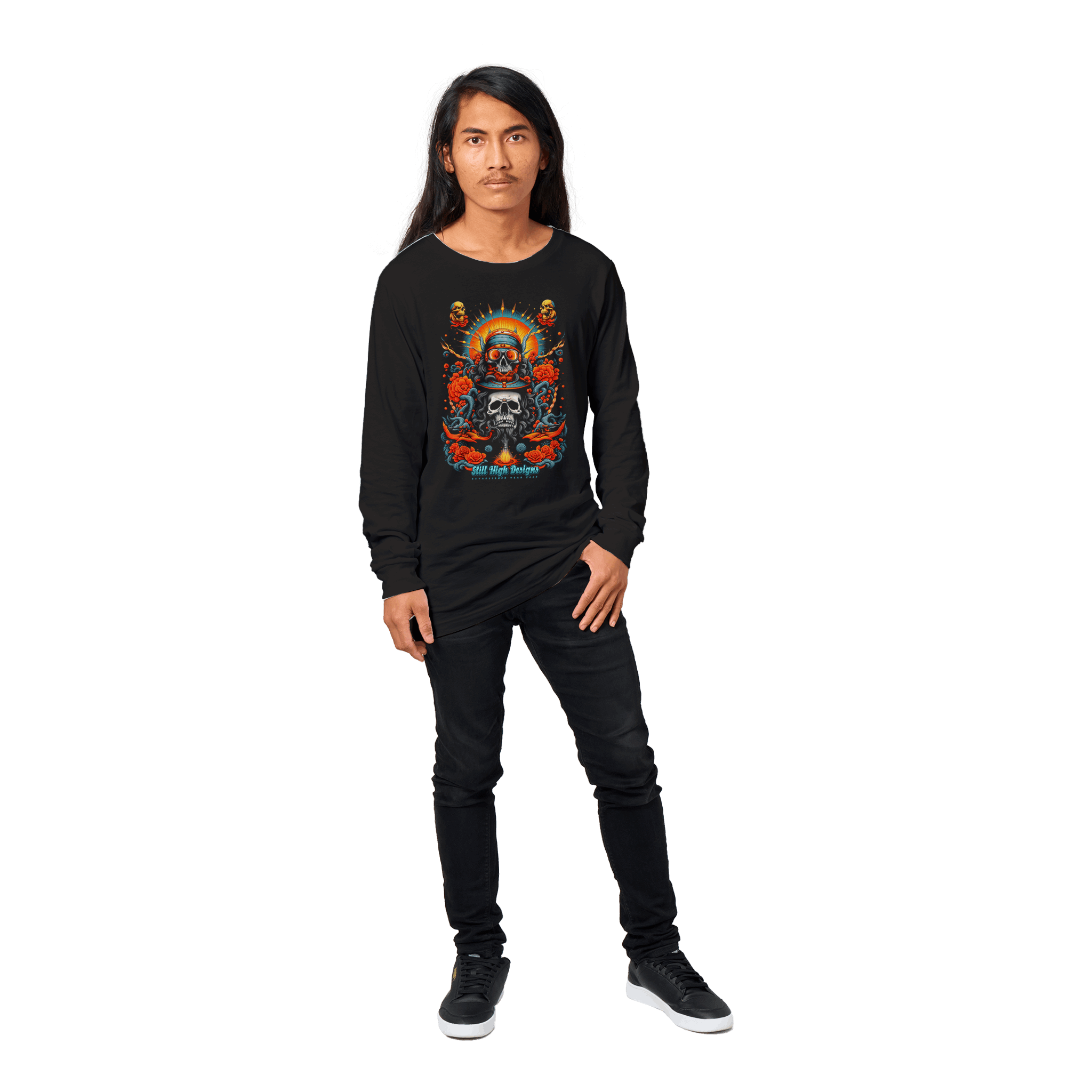 Skulls & Roses Sunburst Premium Graphic Long Sleeve