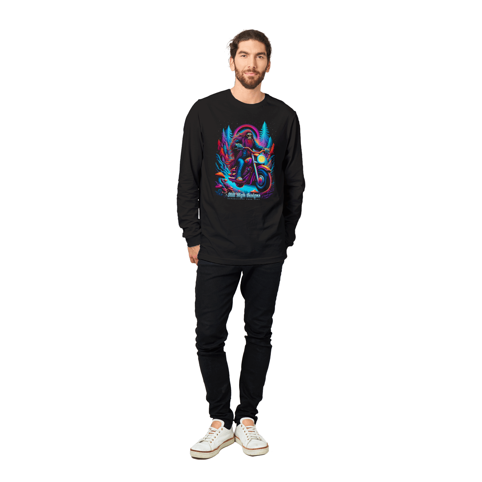 Motorcycle Sasquatch Premium Graphic Long Sleeve T-shirt