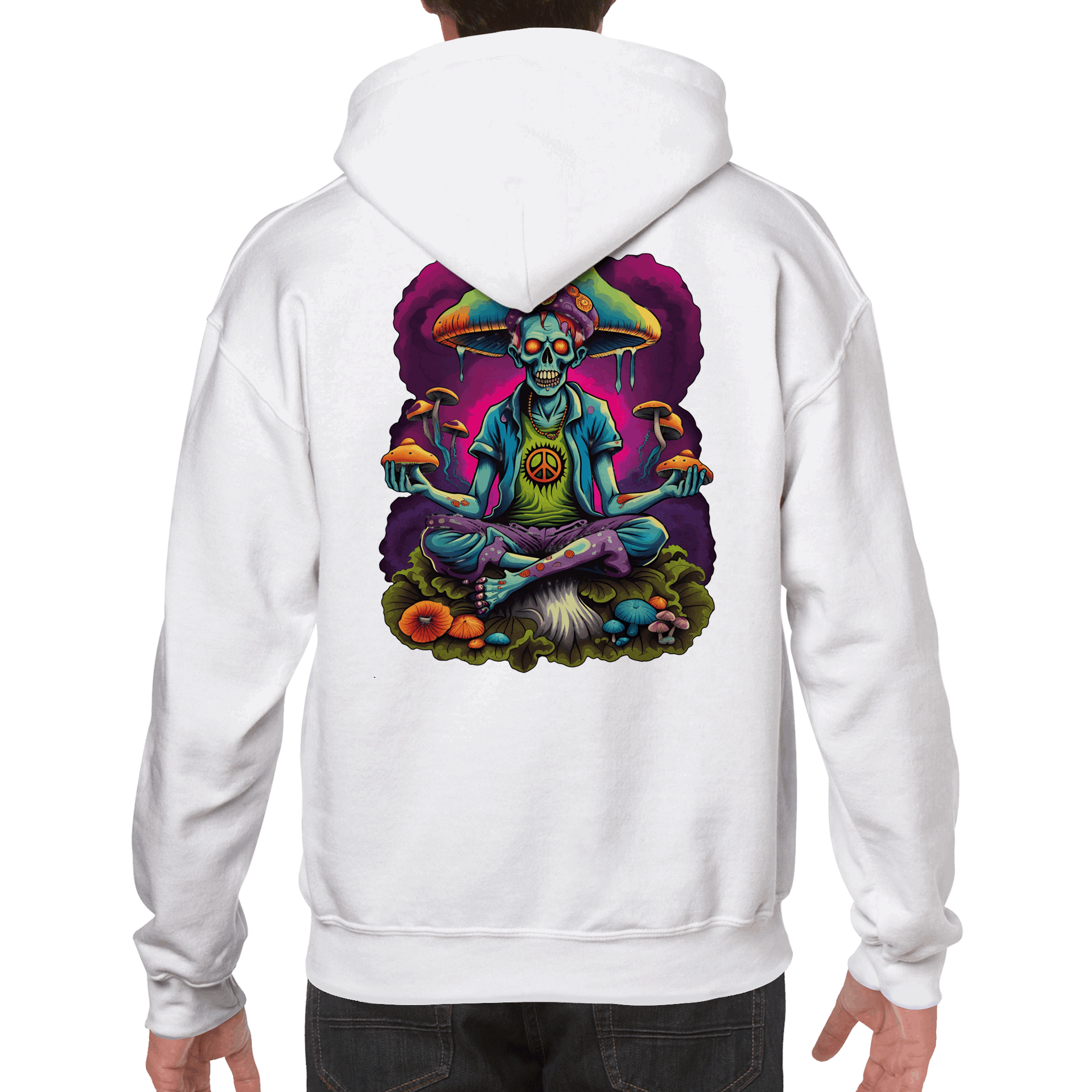 White Tiger River Premium Graphic Pullover Hoodie Zombie Mushroom Yoga Premium Graphic Pullover Hoodie