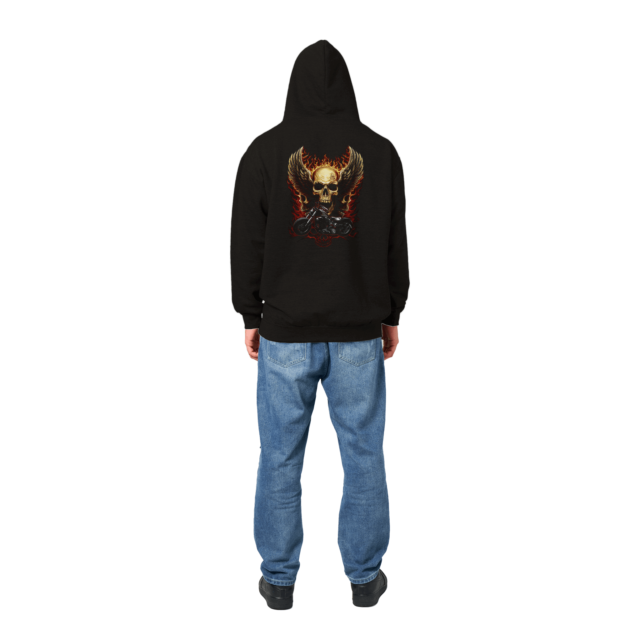 Skull Flames Motorcycle Premium Graphic Pullover Hoodie Skull Flames Motorcycle Premium Graphic Pullover Hoodie