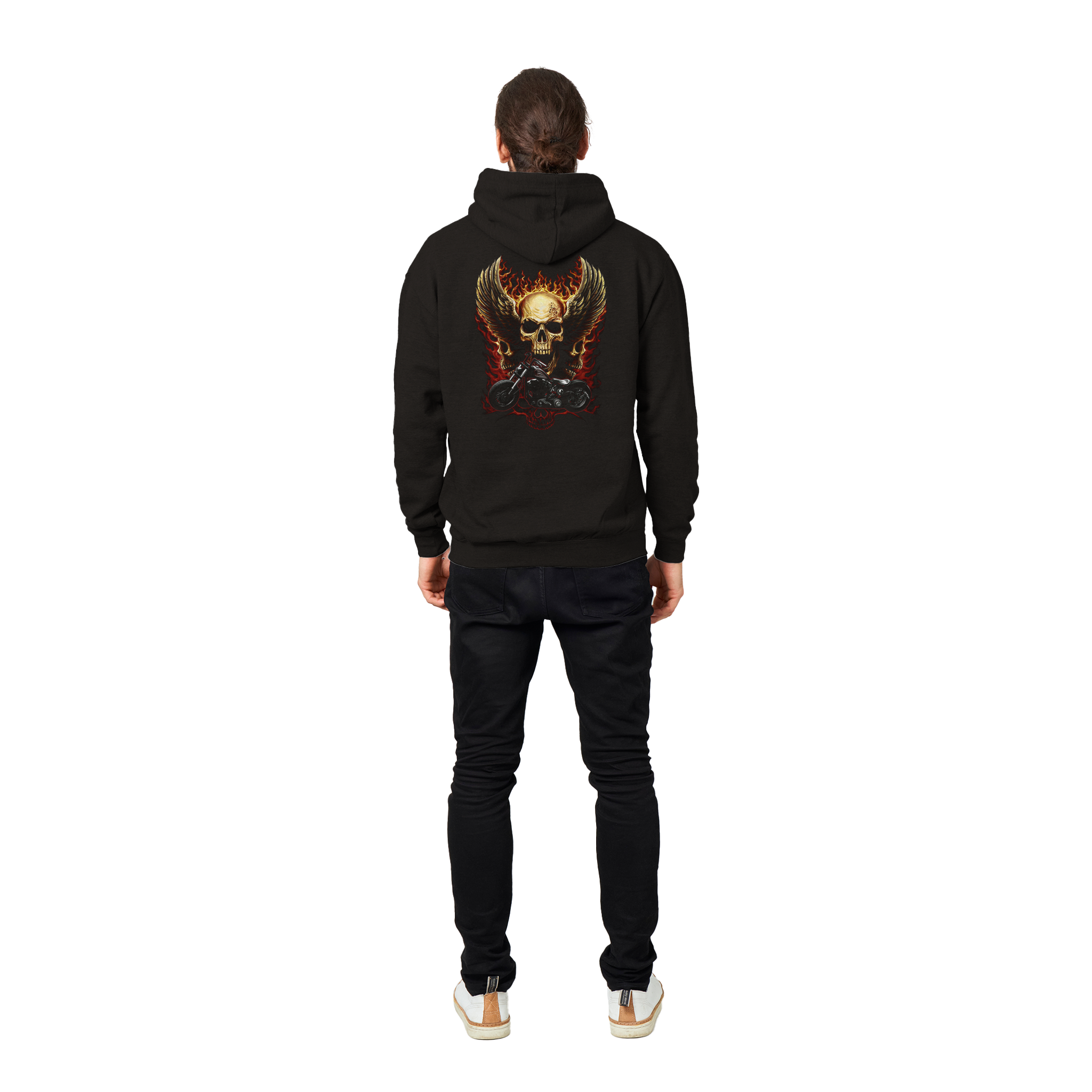 Skull Flames Motorcycle Premium Graphic Pullover Hoodie Skull Flames Motorcycle Premium Graphic Pullover Hoodie