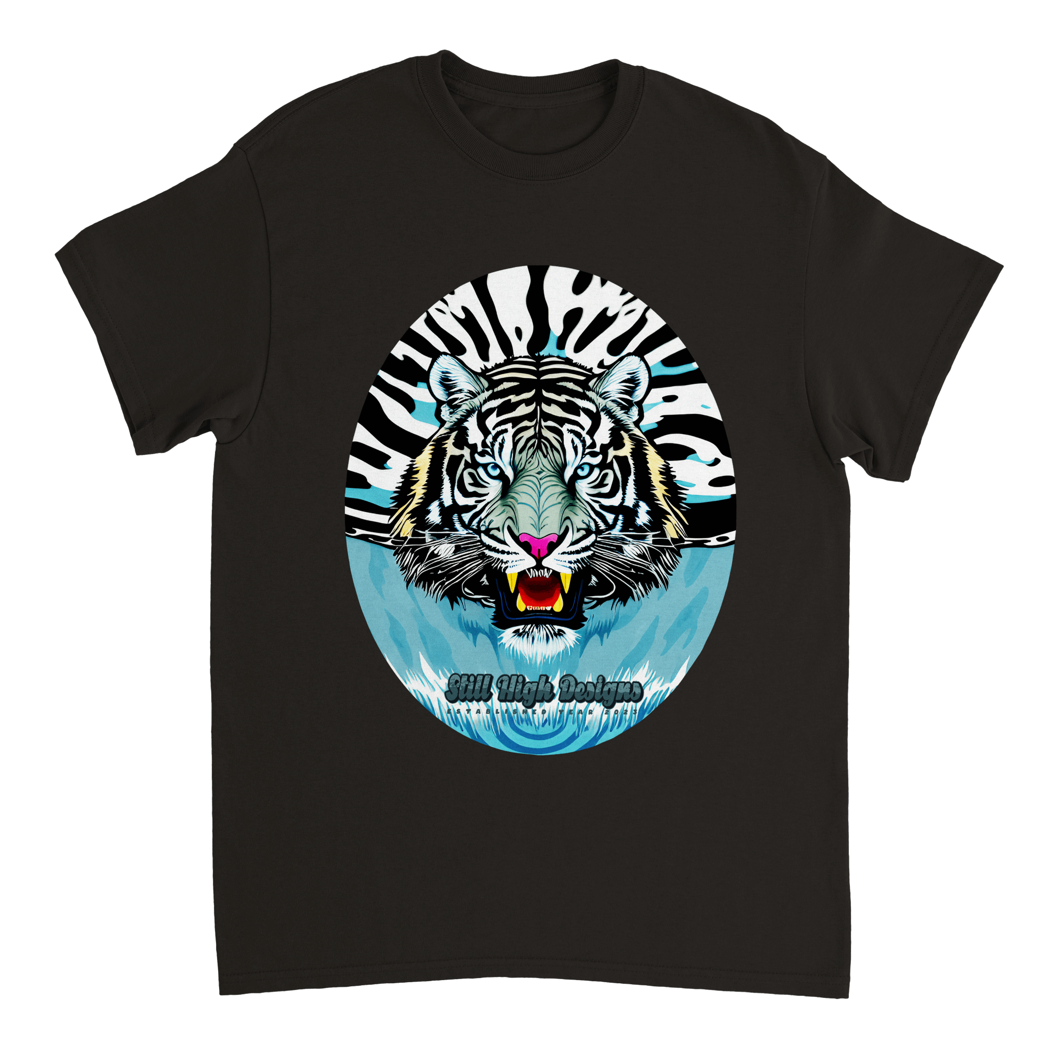 White Tiger Splash Graphic T-Shirt