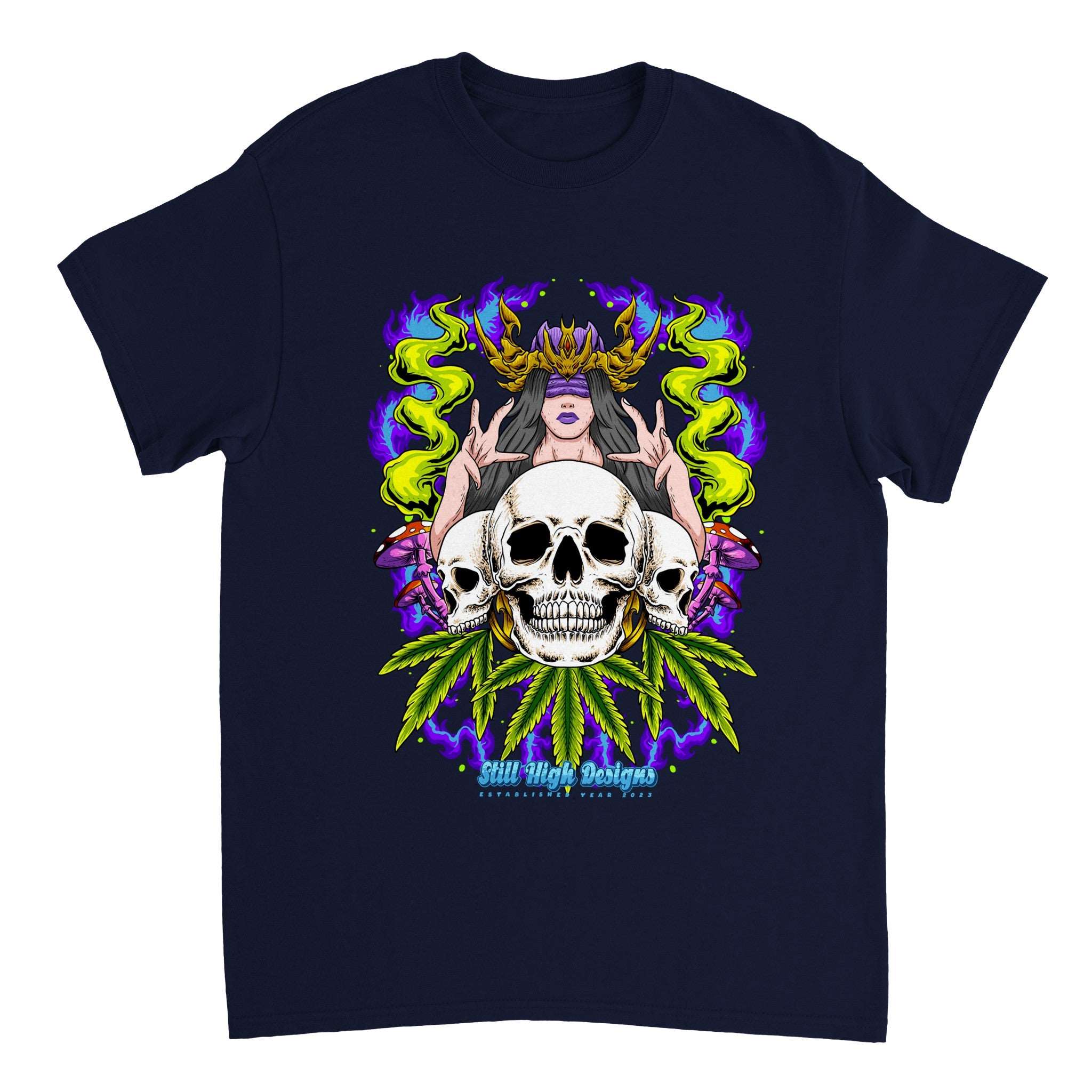 Mystic Woman Skull Mushrooms Cannabis Graphic T-Shirt