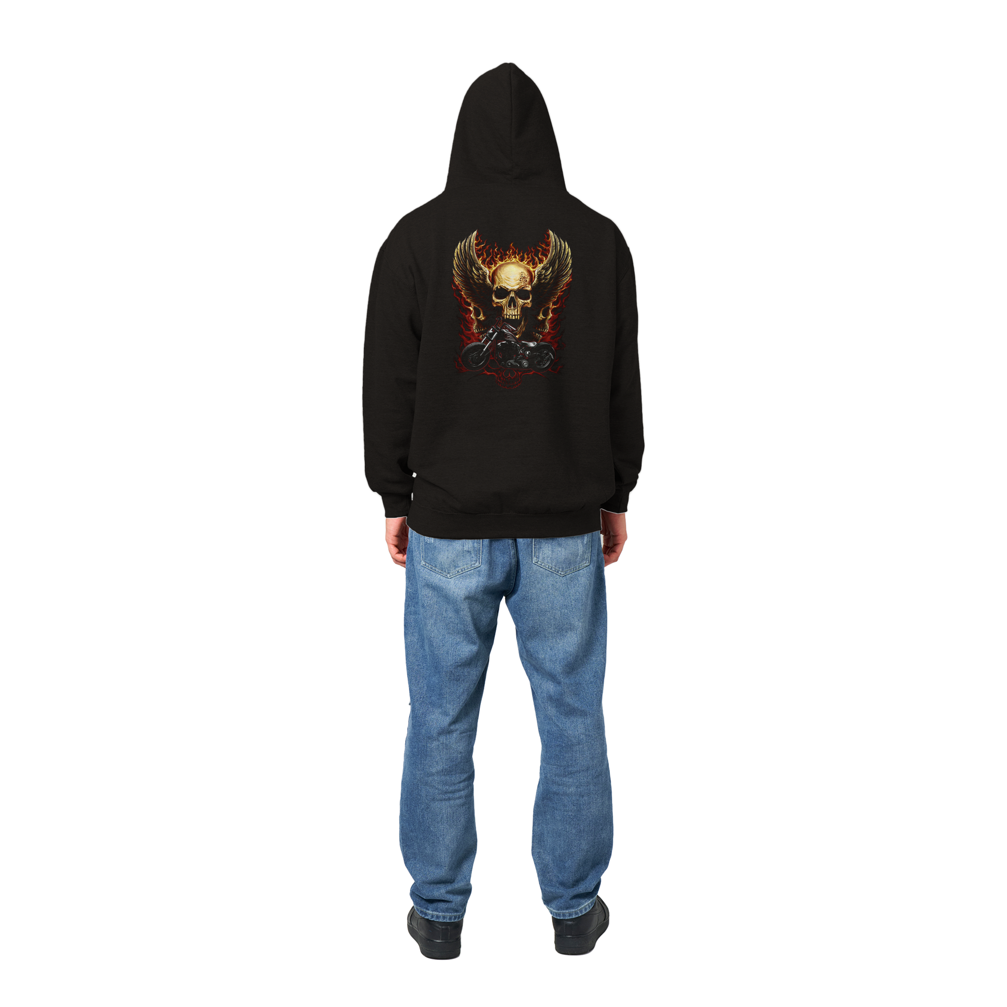 Skull Flames Motorcycle Premium Graphic Pullover Hoodie Skull Flames Motorcycle Premium Graphic Pullover Hoodie