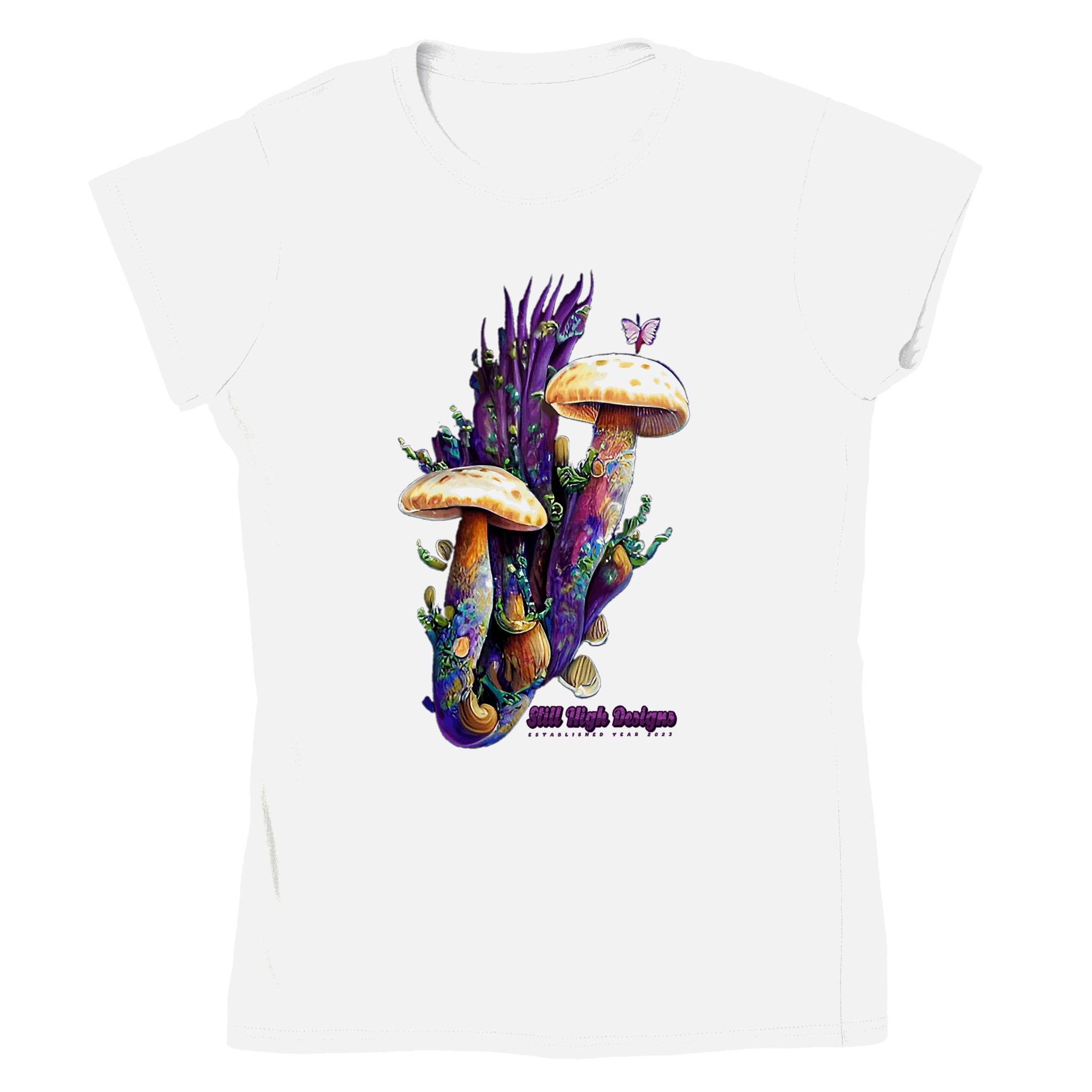 Purple Mushrooms Classic Womans Crewneck T-shirt