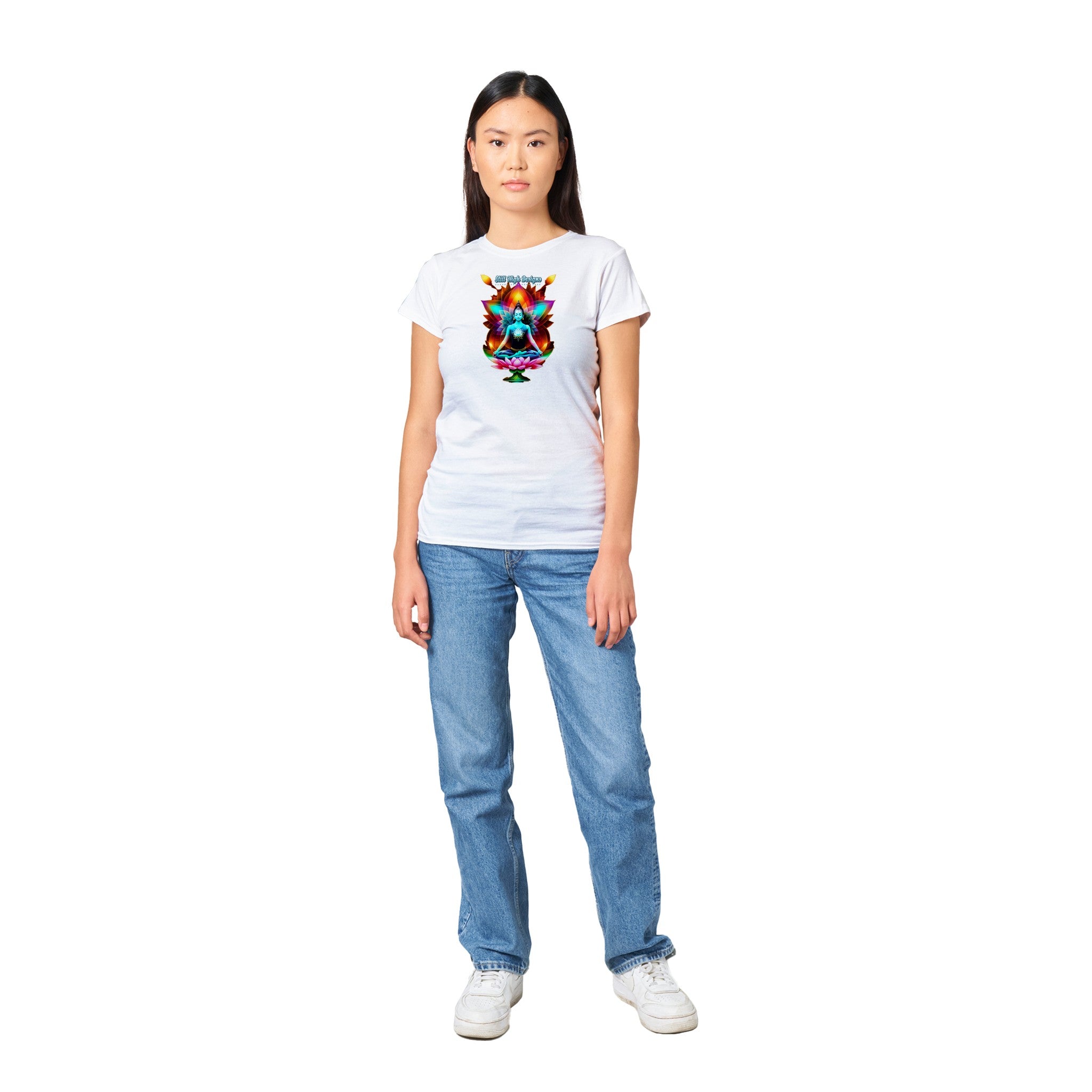 Yoga Lotus T-shirt classique à col rond pour femme 