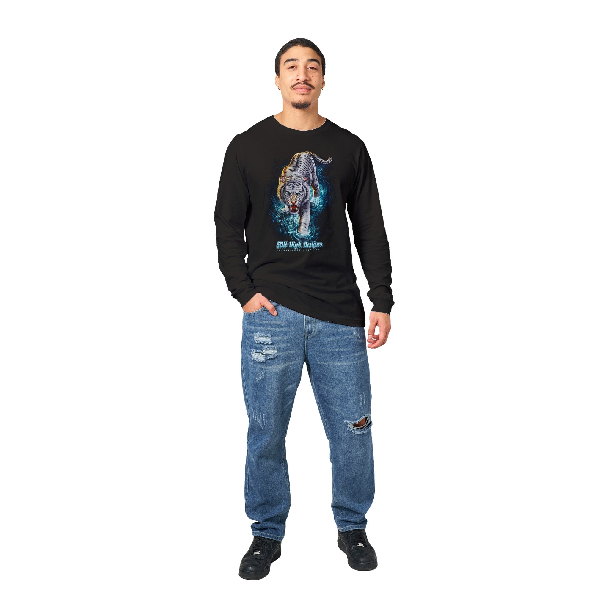 White Tiger River Premium Graphic Long Sleeve T-Shirt