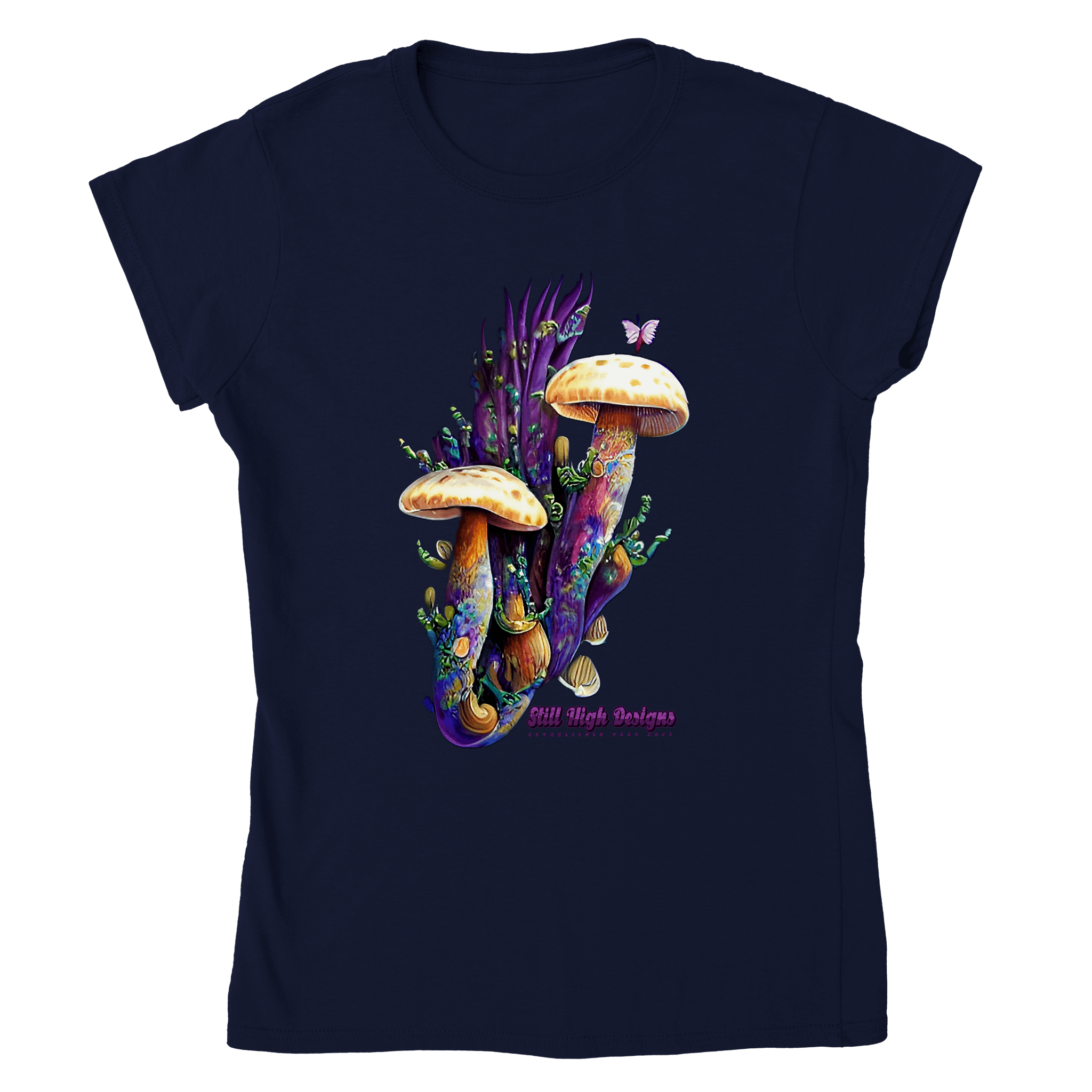 Purple Mushrooms Classic Womans Crewneck T-shirt