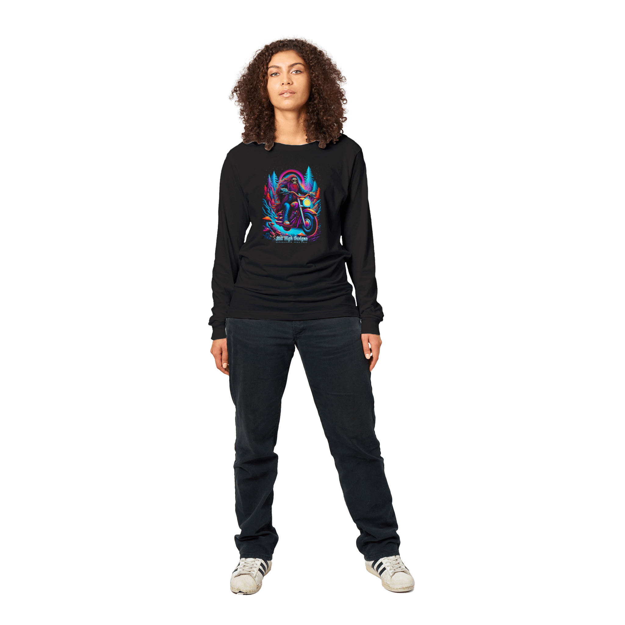 Motorcycle Sasquatch Premium Graphic Long Sleeve T-shirt