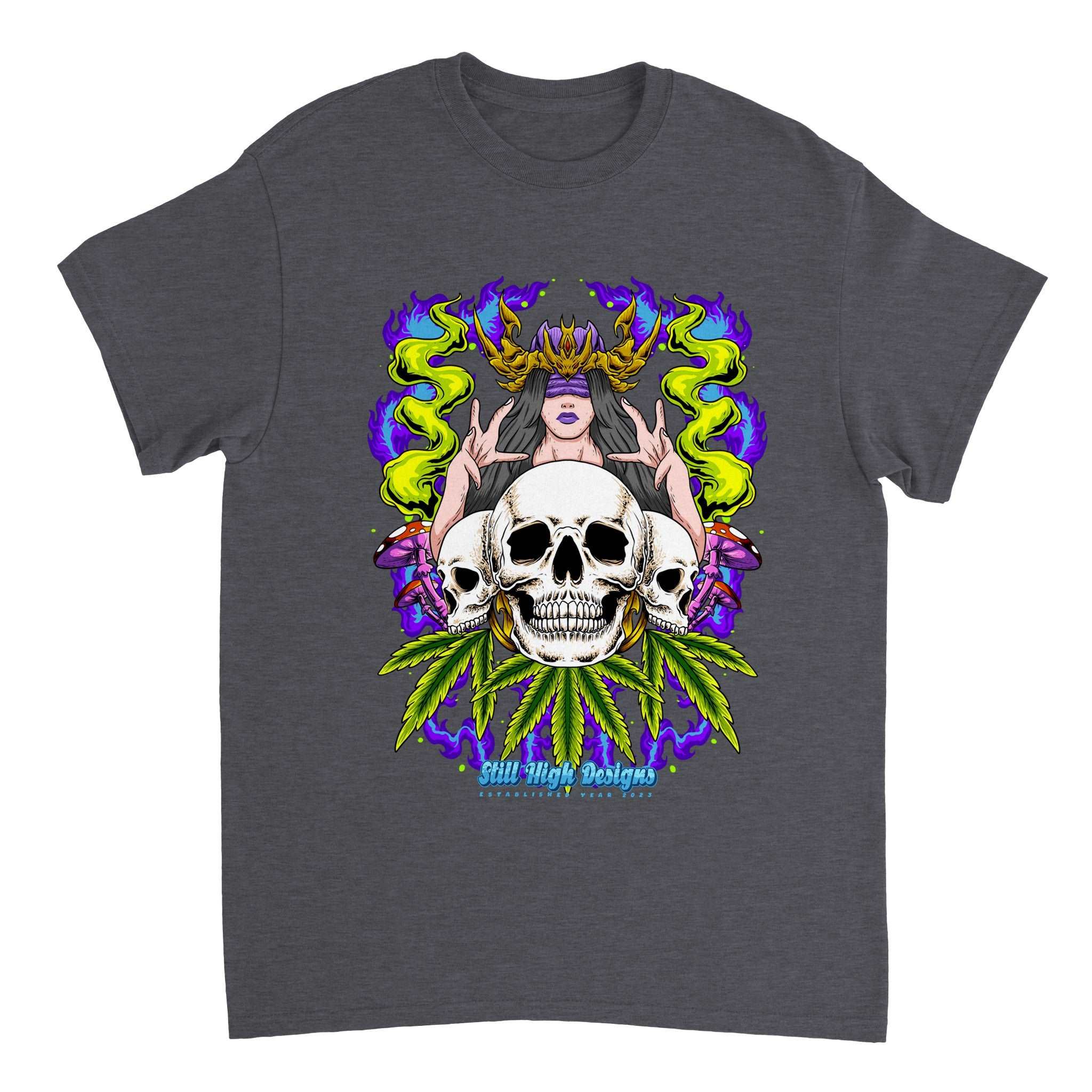 Mystic Woman Skull Mushrooms Cannabis Graphic T-Shirt