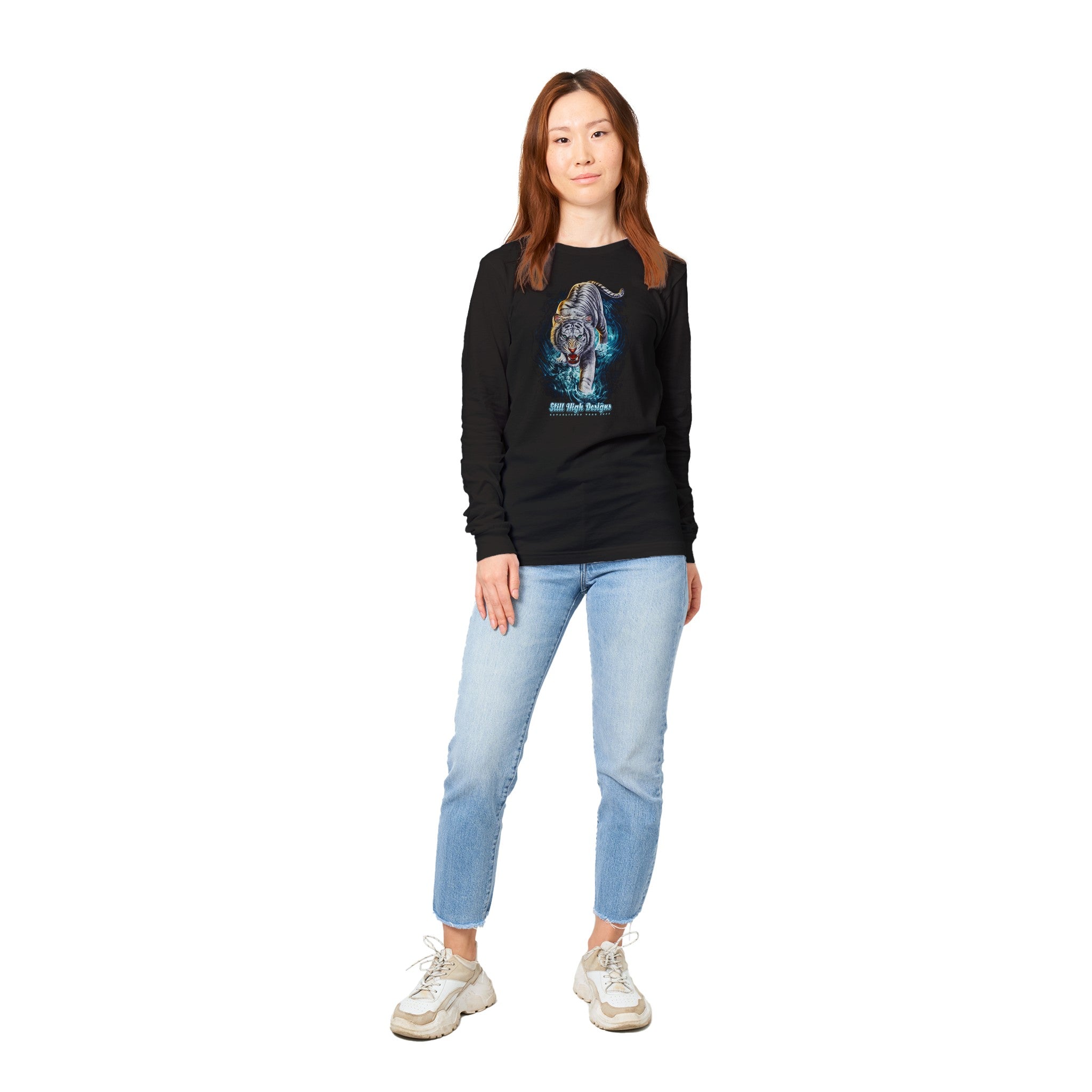 White Tiger River Premium Graphic Long Sleeve T-Shirt