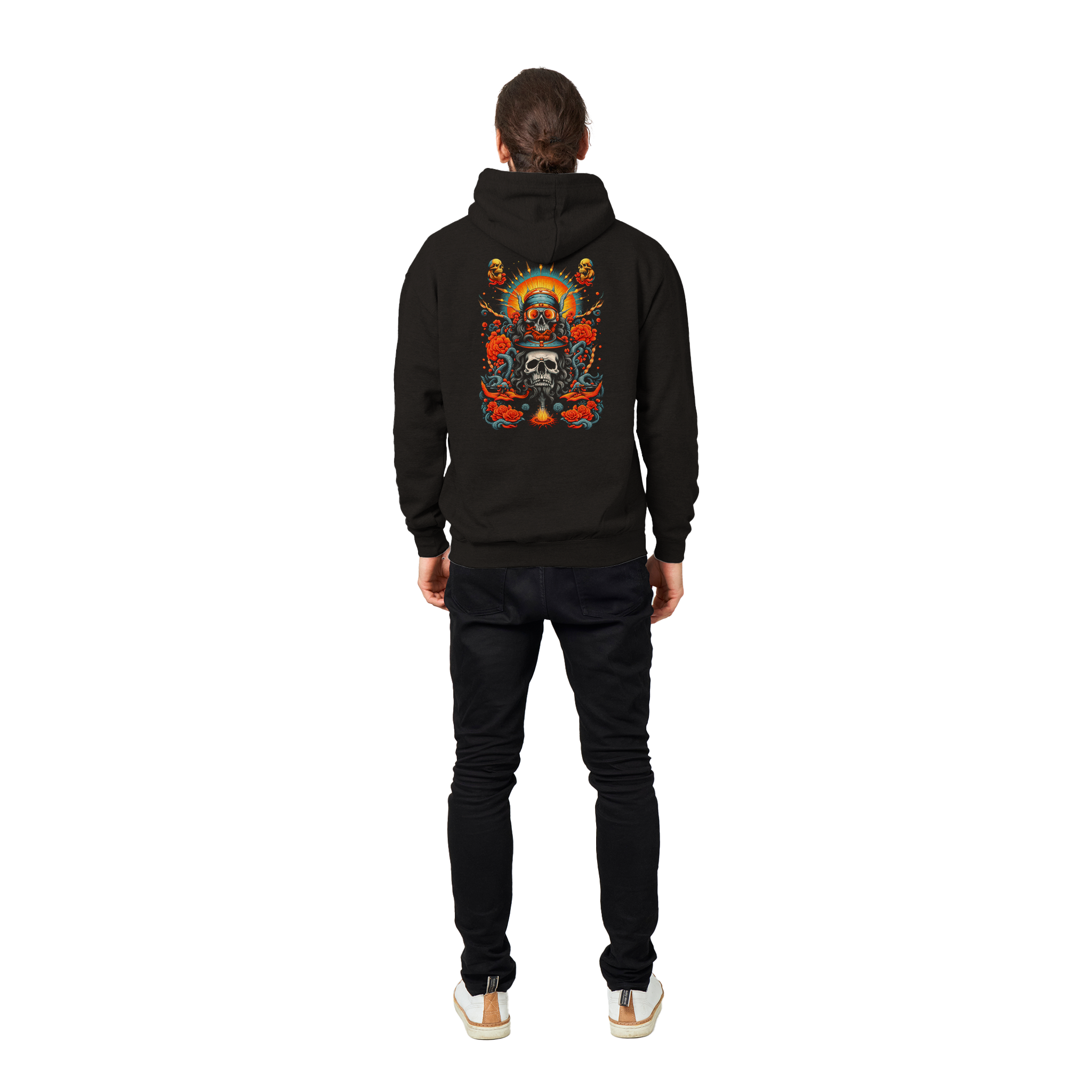 Skull & Roses Sunburst Premium Graphic Pullover Hoodie