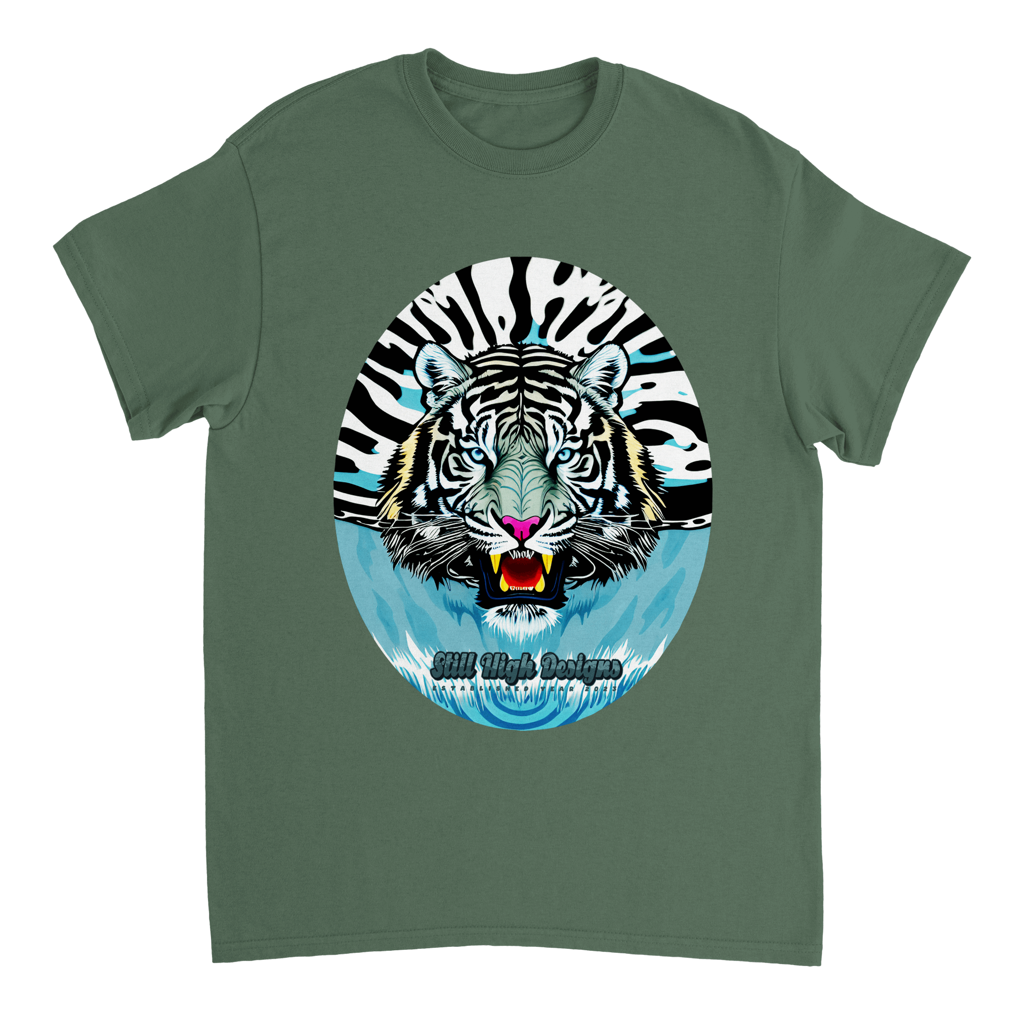 White Tiger Splash Graphic T-Shirt