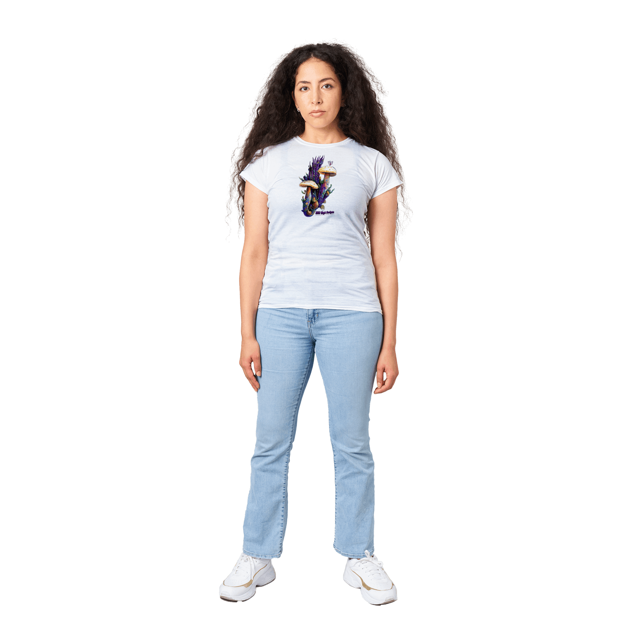 Purple Mushrooms Classic Womans Crewneck T-shirt