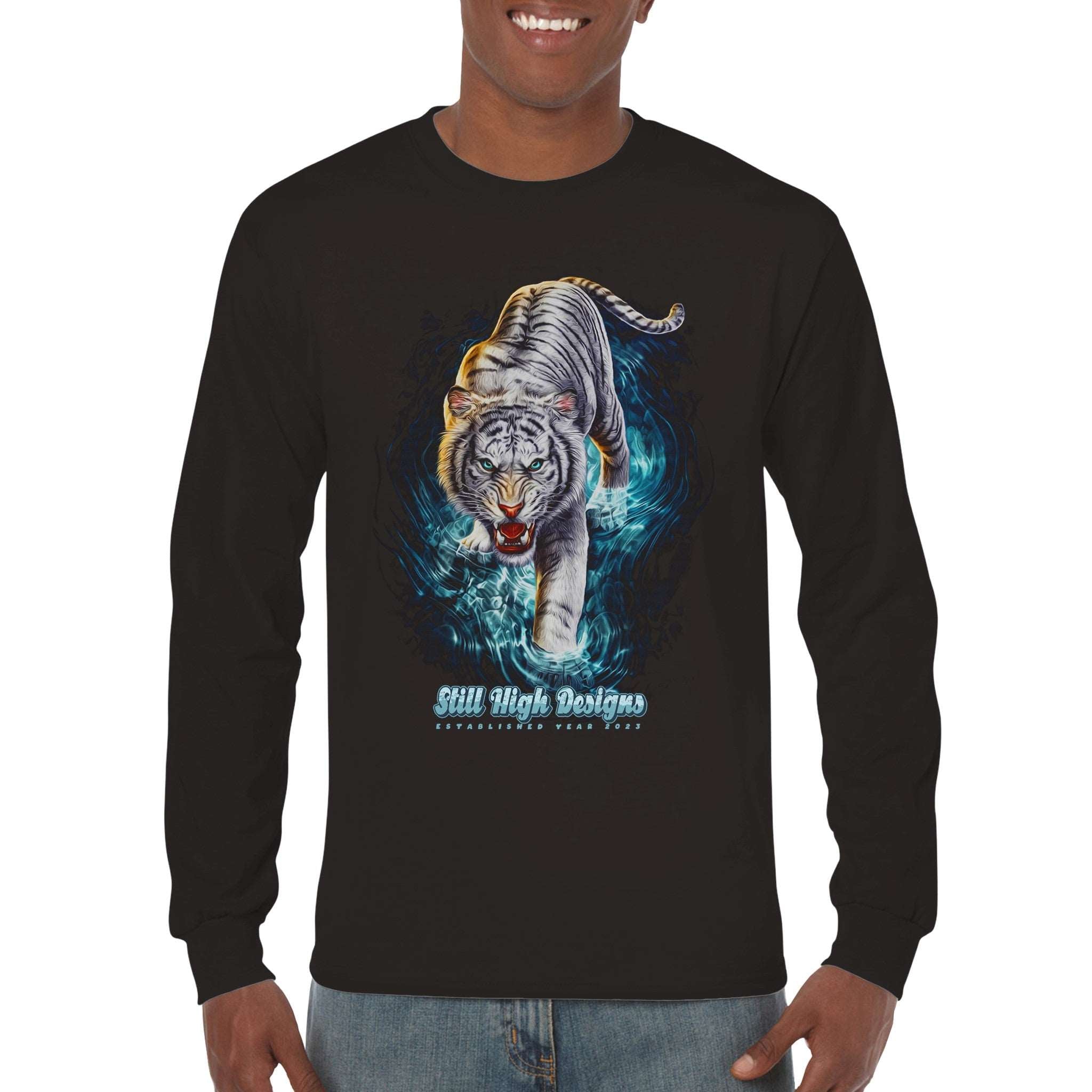 White Tiger River Premium Graphic Long Sleeve T-Shirt