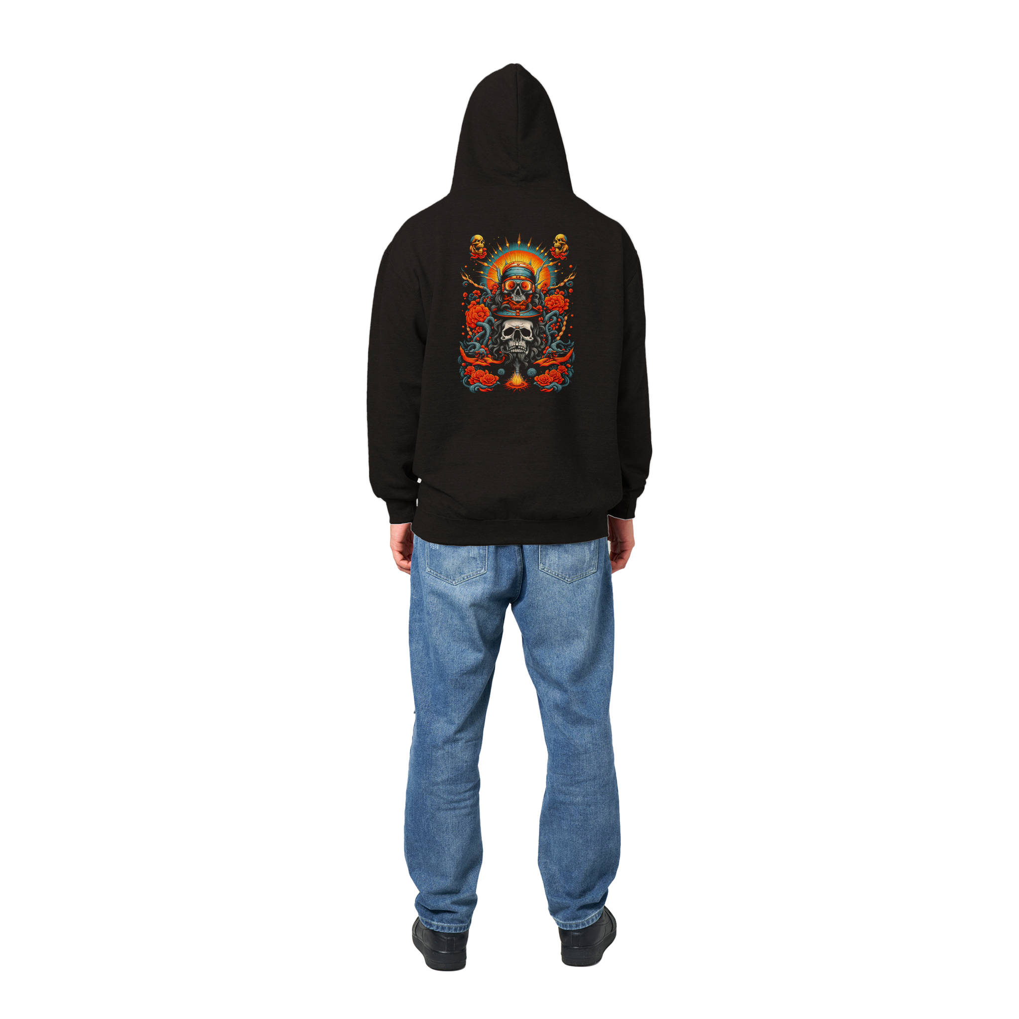 Skull & Roses Sunburst Premium Graphic Pullover Hoodie