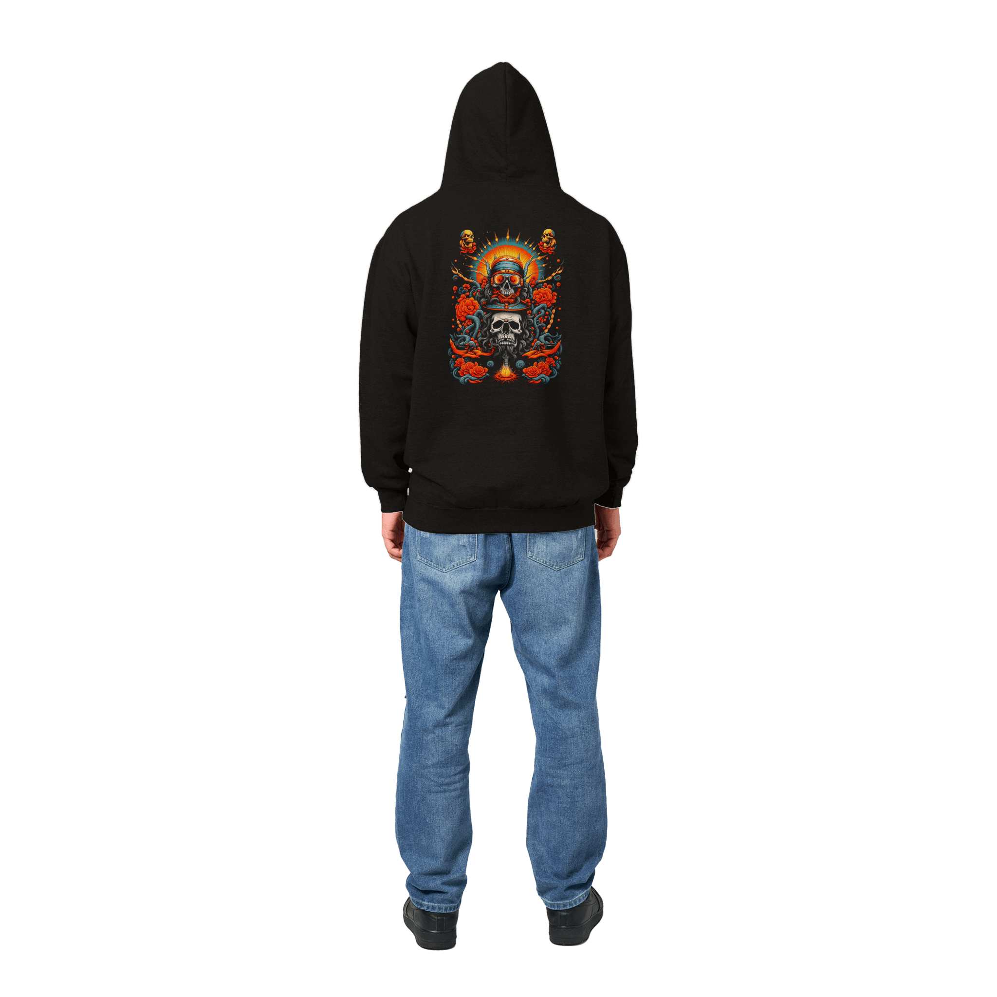 Skull & Roses Sunburst Premium Graphic Pullover Hoodie