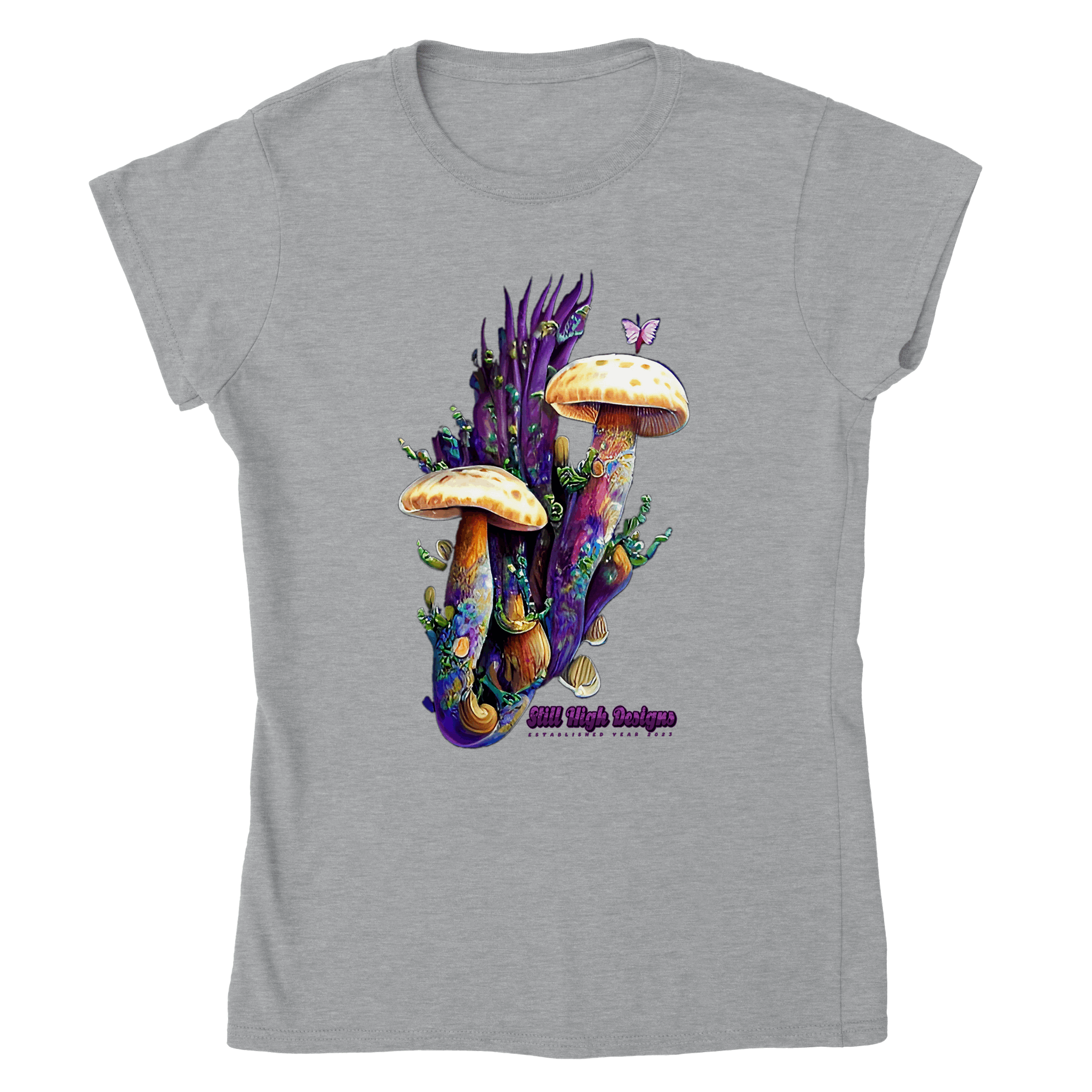 Purple Mushrooms Classic Womans Crewneck T-shirt