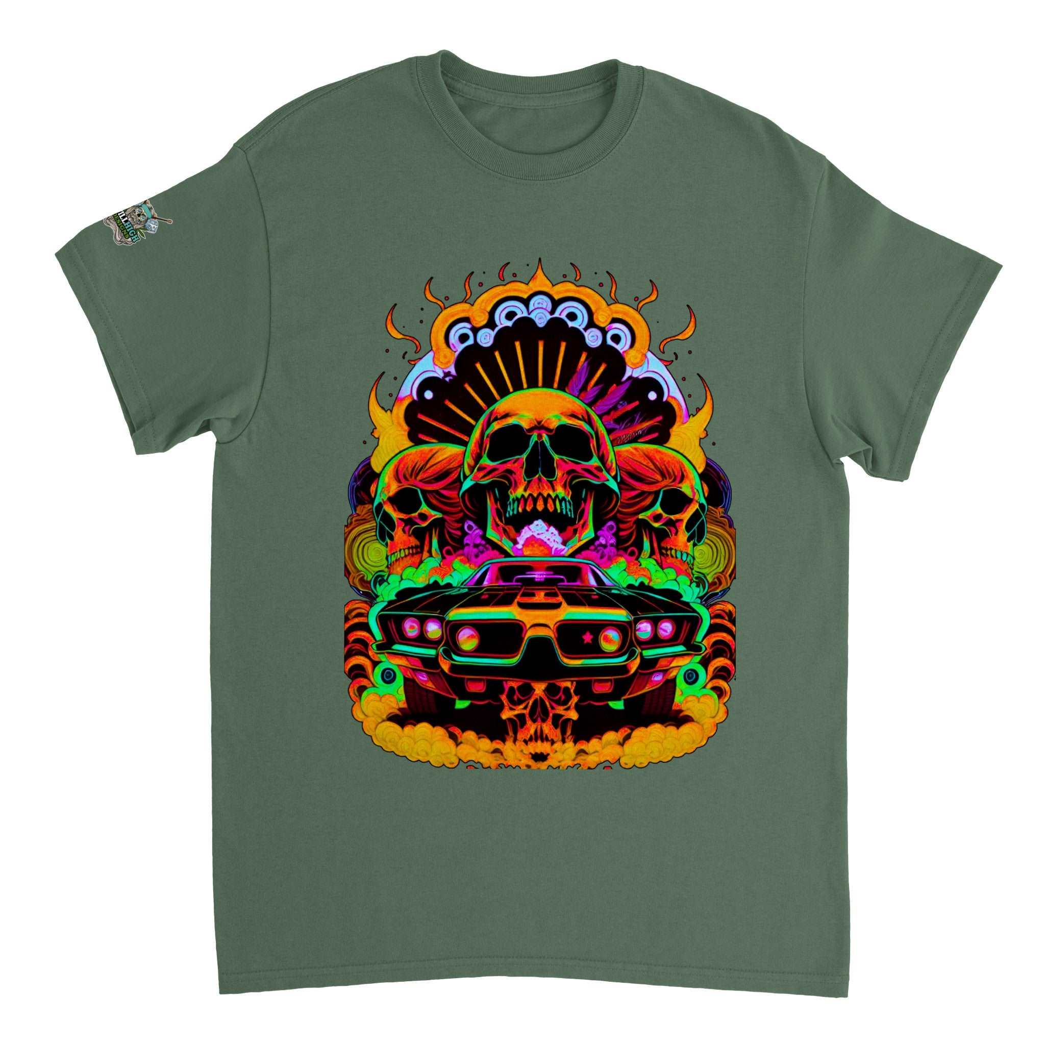 70s Skulls Graphic T-shirt | Muscle Car T-shirt | Still High Desings